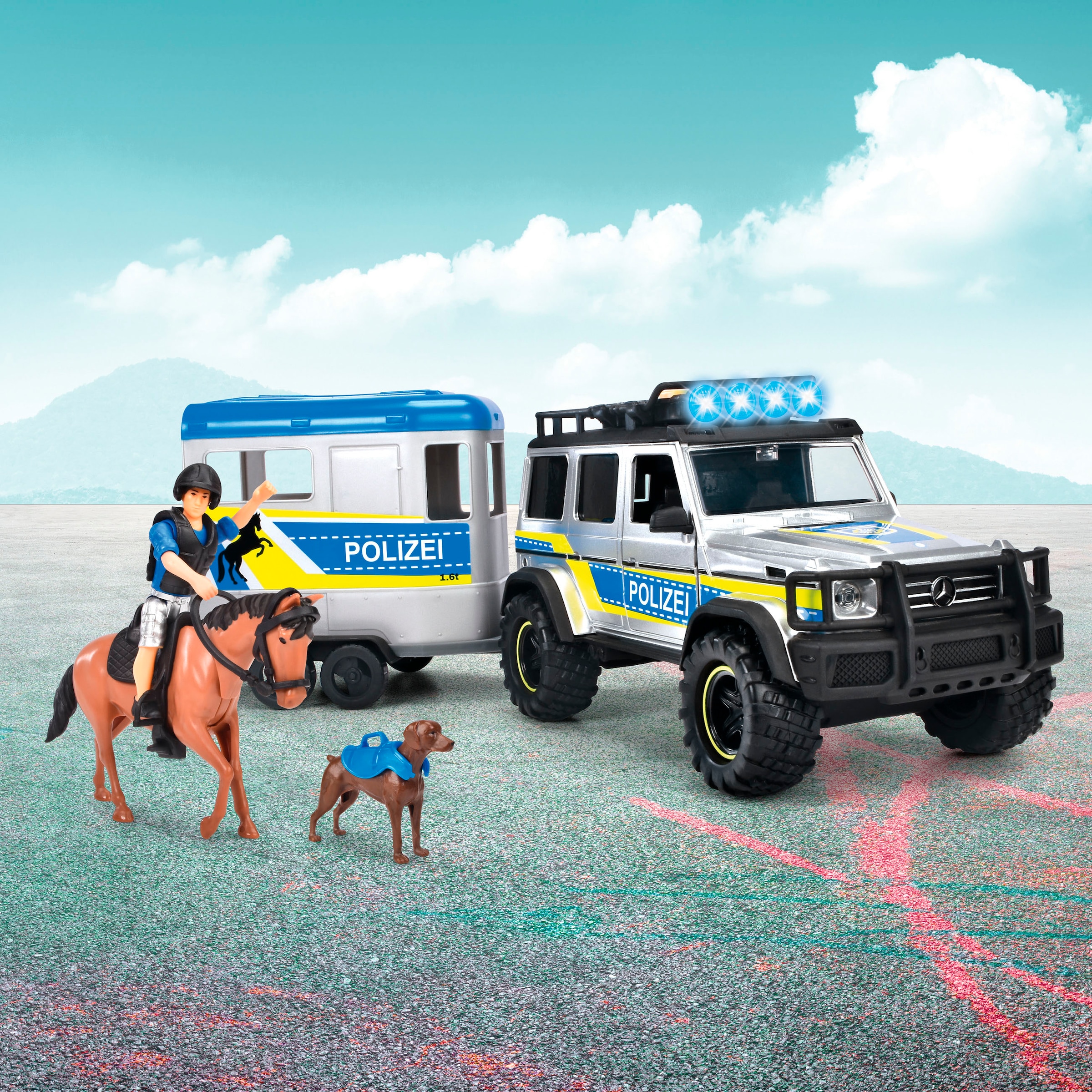 Dickie Toys Spielzeug-Auto »Police Horse Trailer« mit Licht und Sound