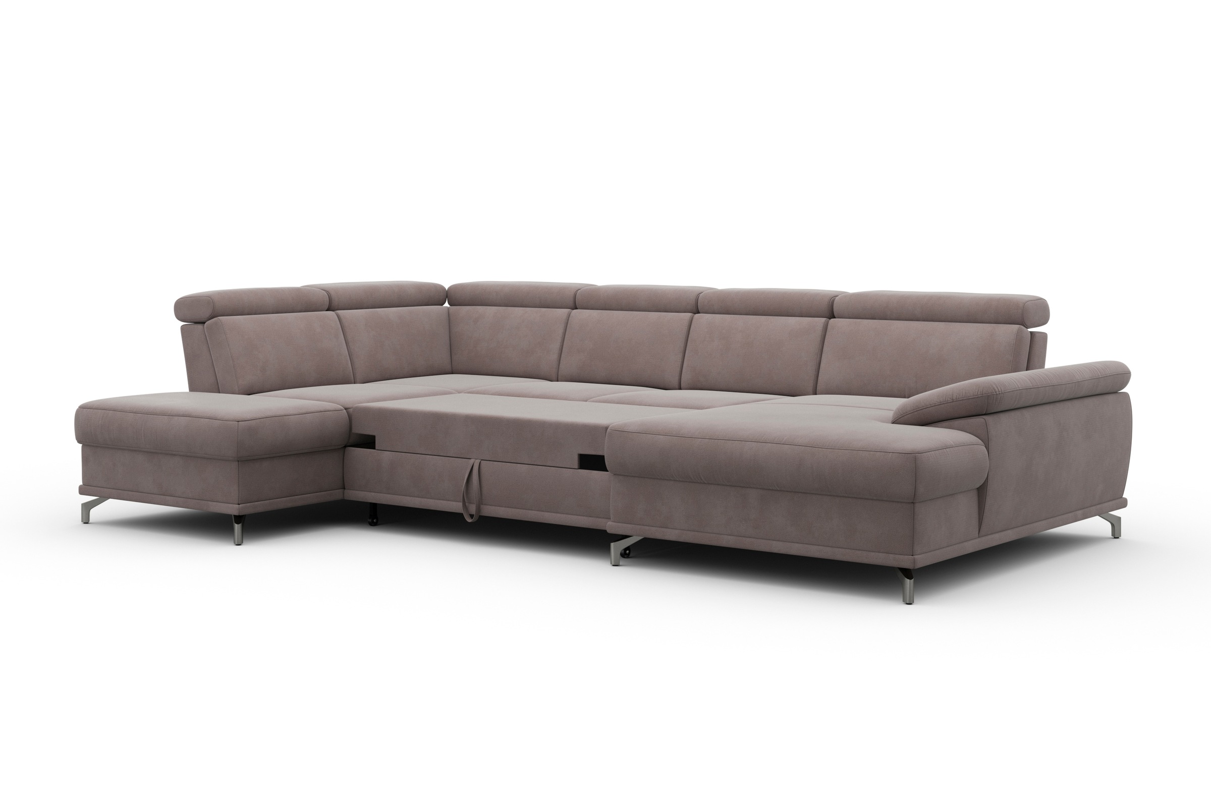 sit&more Wohnlandschaft »Cabrio U-Form, mit Sitztiefenverstellung, Arm- und Kopfteilverstellung«, 3 Nierenkissen, Federkern, optional Bettfunktion und Stauraum