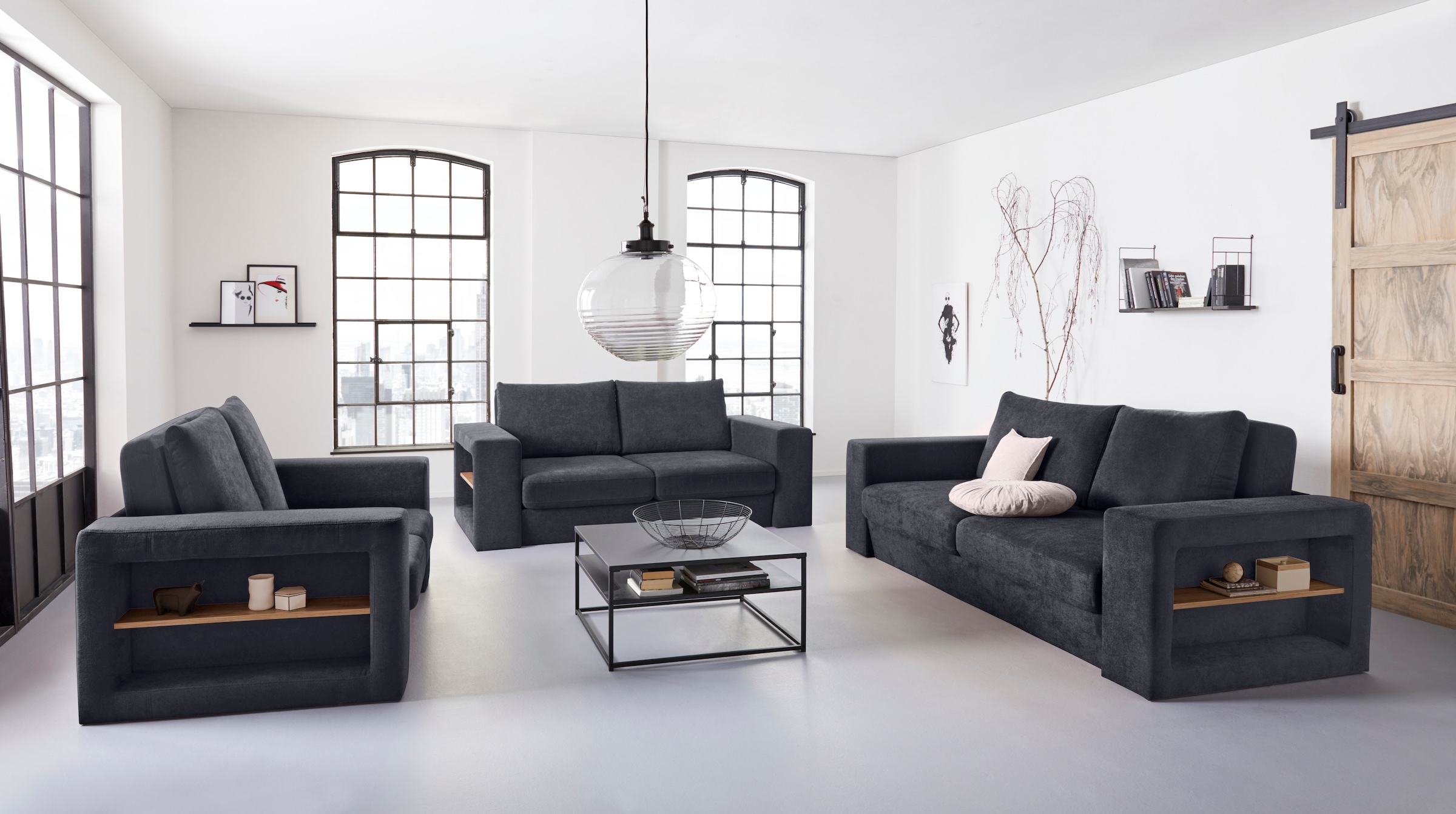 LOOKS by Wolfgang Joop 2-Sitzer »Looksvb«, Verwandlungssofa: aus Sofa wird Sofa mit 2 Hockern, mit Regalfunktion