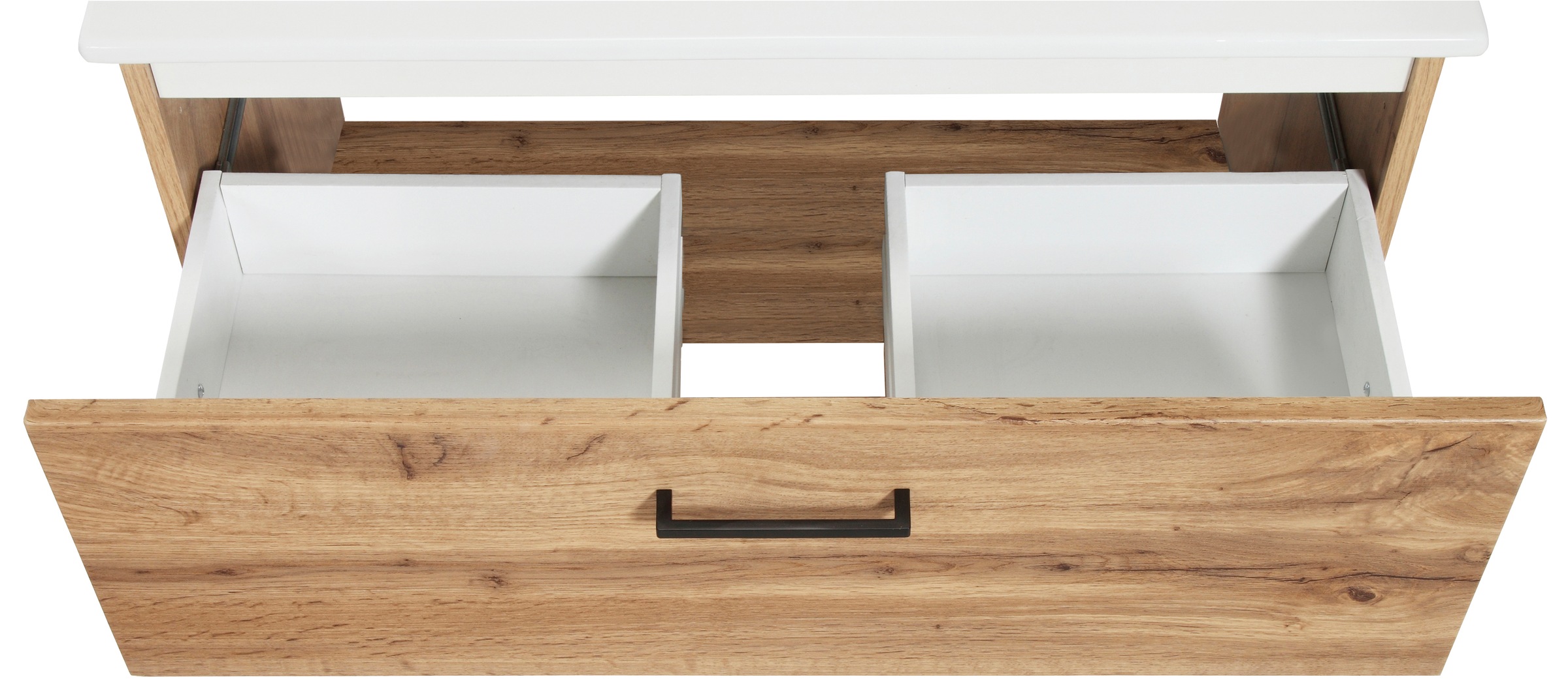 welltime Waschtisch »Trento Light, 60cm, 80cm, 100cm, Keramik-Auflagebecken«, 1 Auzug und 1 offenes Fach