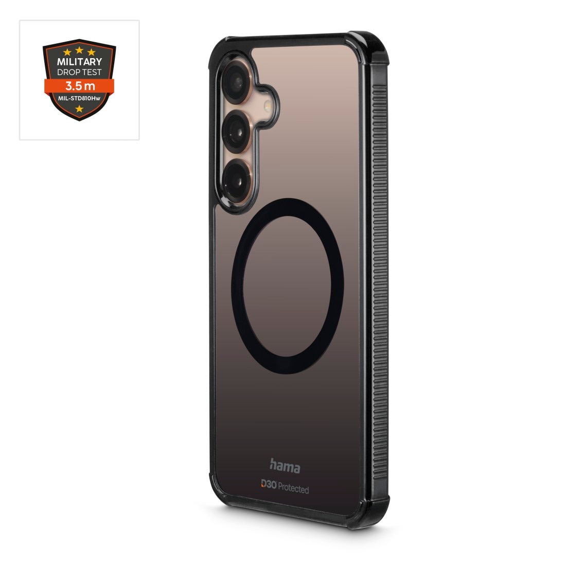 Hama Smartphone-Hülle »Handyhülle magnetisch für Galaxy S25 (für Qi2, D3O, schwarz)«, Samsung Galaxy S25, Wireless-Charging