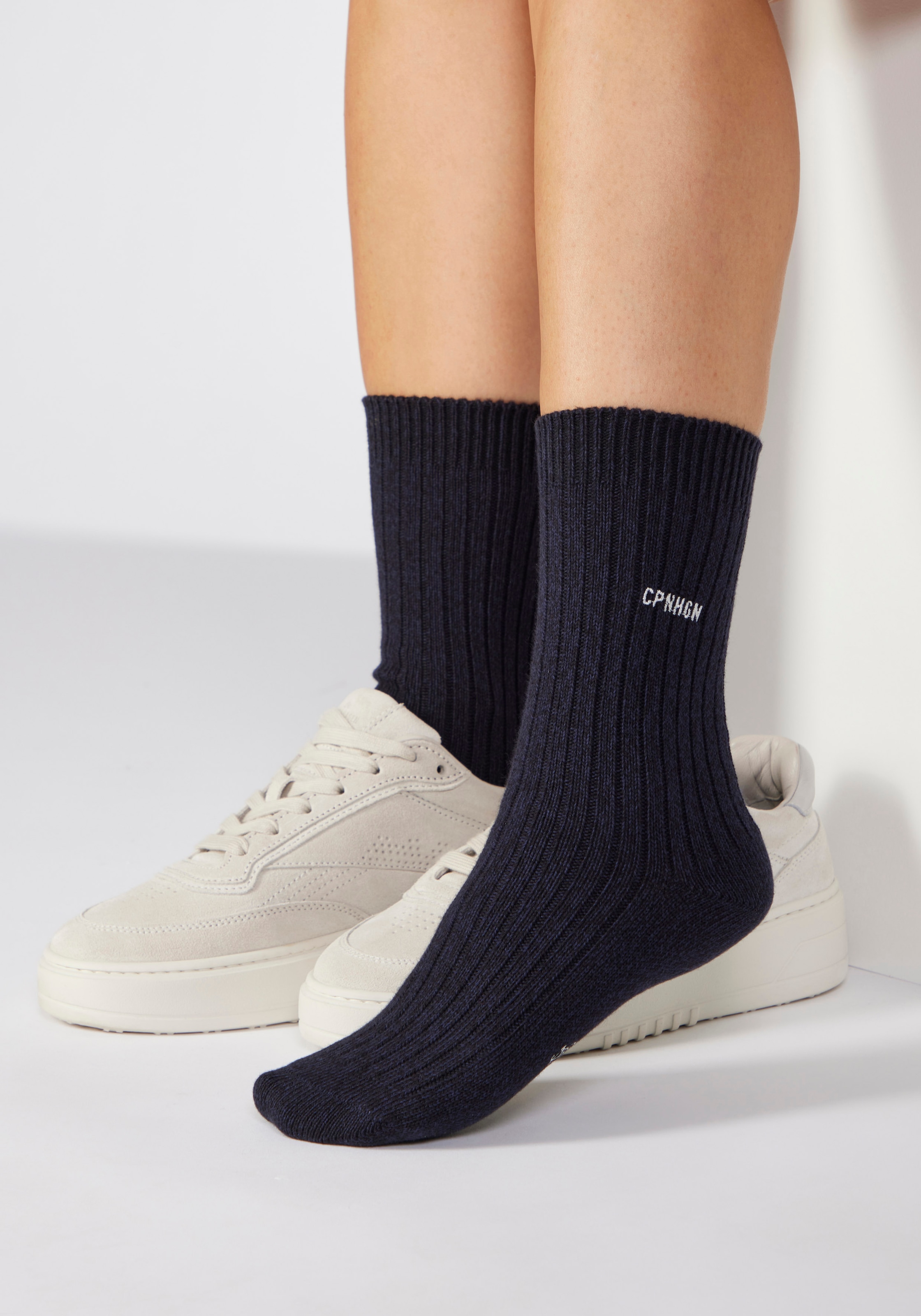 Copenhagen Studios Basicsocken 1 Paar tlg. gerippt mit Logo Stickerei