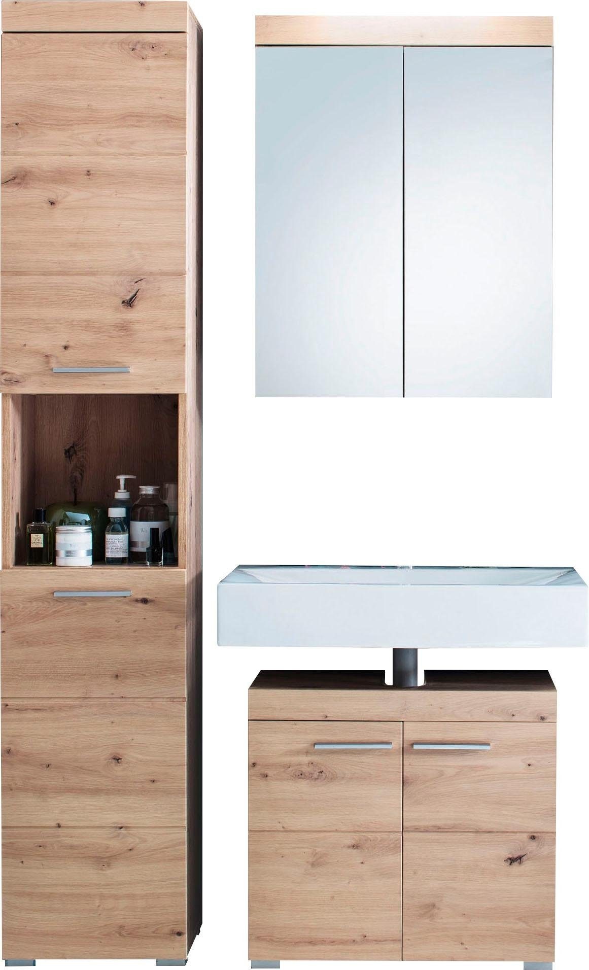 INOSIGN Badmöbel-Set »Avena«, (Set, 3 St.), Badmöbel - Hochschrank, Waschbeckenunterschrank und Spiegelschrank