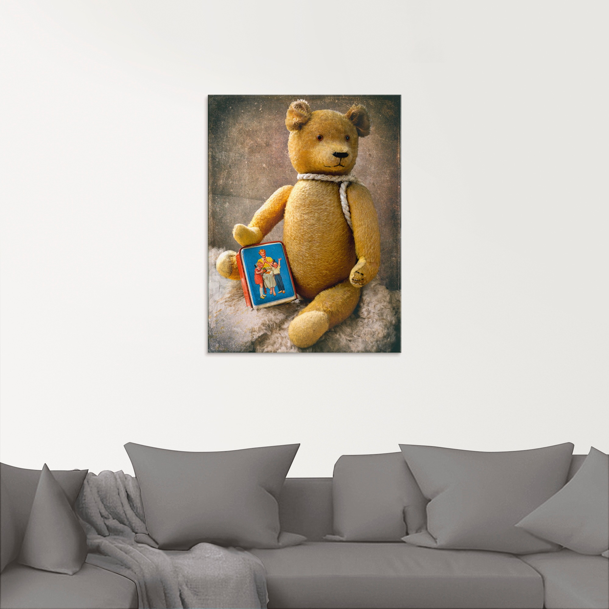 Artland Glasbild »Teddybär mit Sparbüchse«, Spielzeuge, (1 St.), in verschiedenen Größen