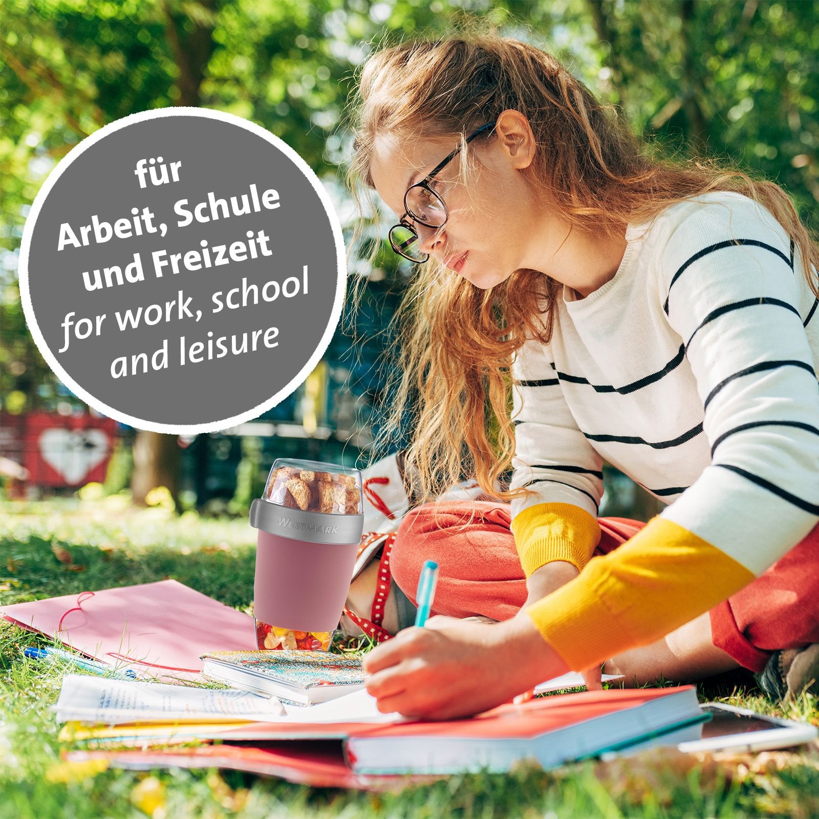 WESTMARK Mehrwegbecher 1 Stk. tlg. Müsli-, Lunchbehälter, To Go, 200 + 600 + 350 ml, Made in Germany