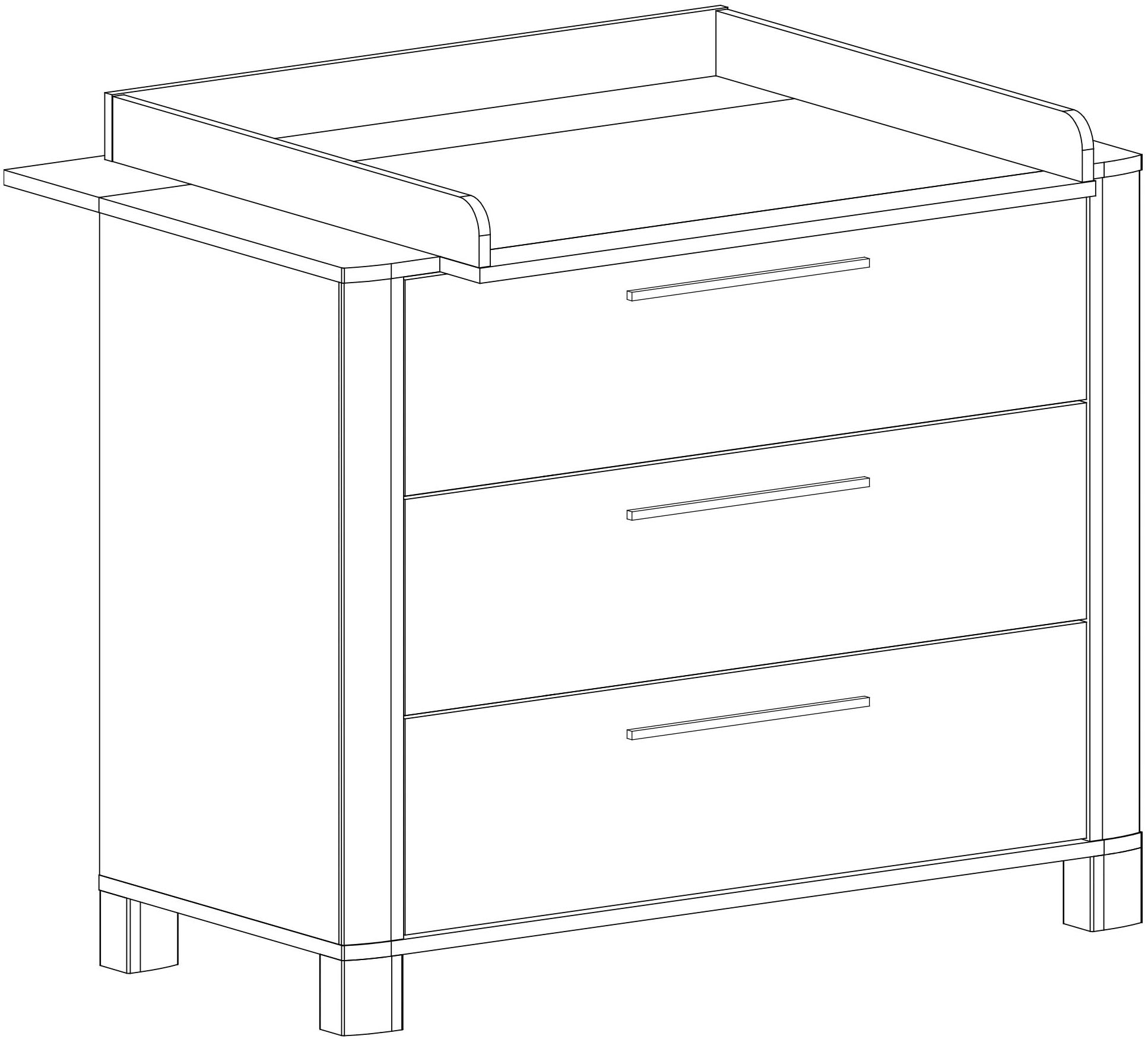 arthur berndt Babyzimmer-Komplettset »Babyzimmer Set »Marlon« 3-teilig«, (Set, 3 tlg., Kleiderschrank, Kinderbett und Wickelkommode)