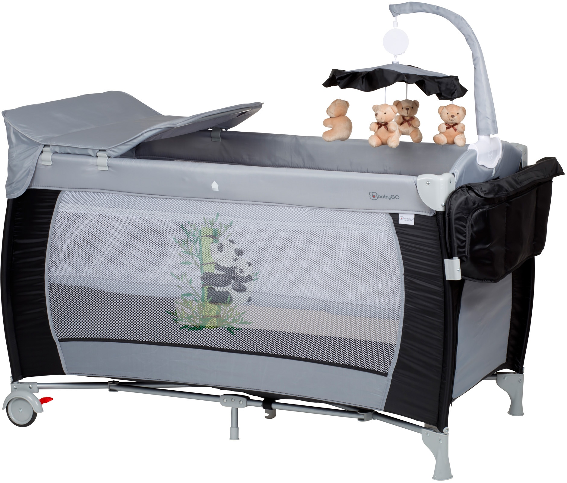 BabyGo Baby-Reisebett »Sleeper Deluxe, black«, mit Musik-Mobile
