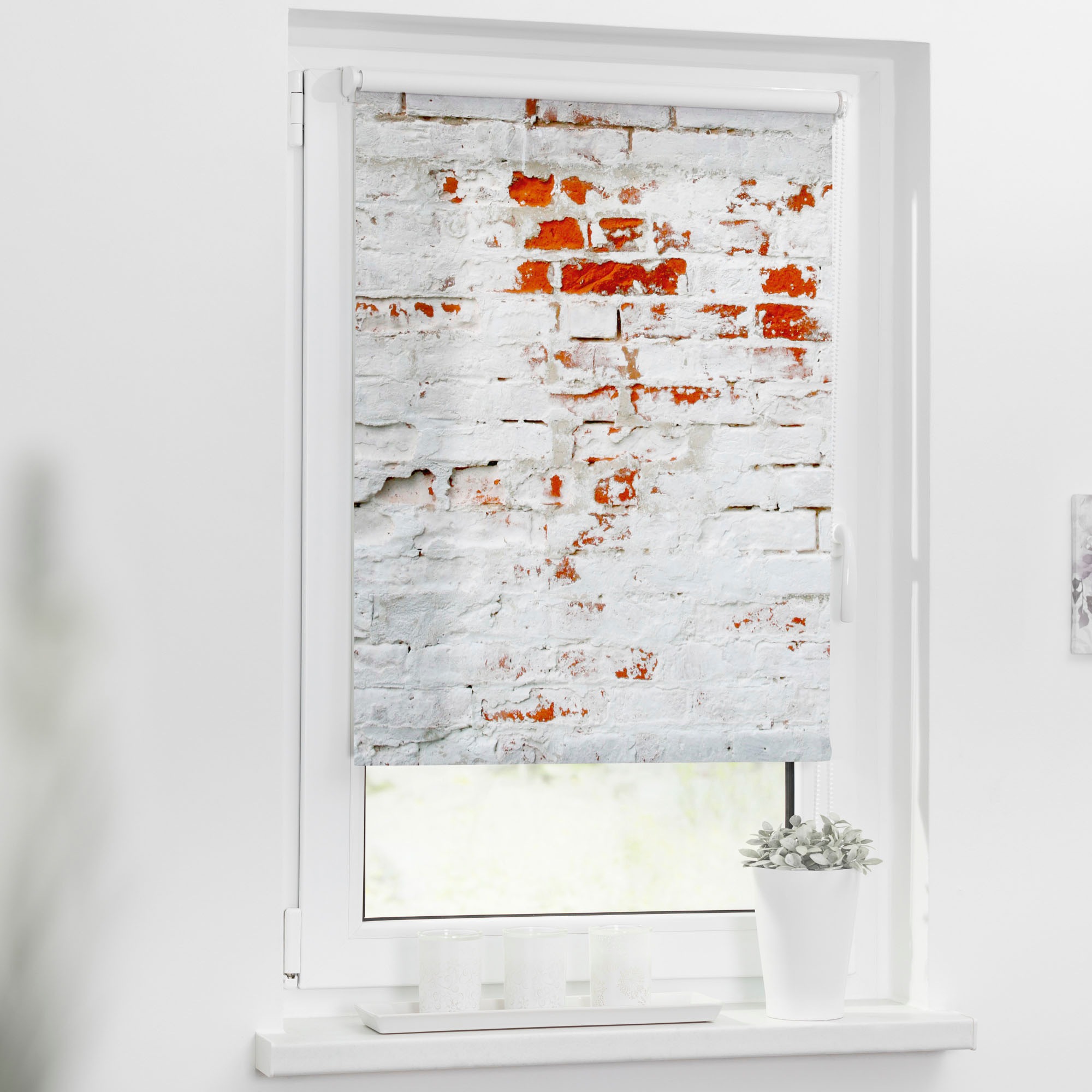 LICHTBLICK ORIGINAL Seitenzugrollo »Klemmfix Motiv Mauer«, Lichtschutz, ohne Bohren, freihängend, bedruckt