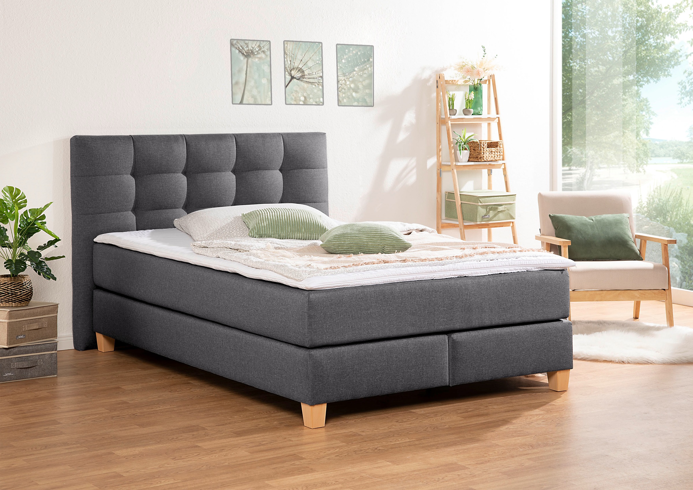 Home affaire Boxspringbett »Moulay«, inkl. Topper, in Überlänge 220 cm, 3 H günstig online kaufen