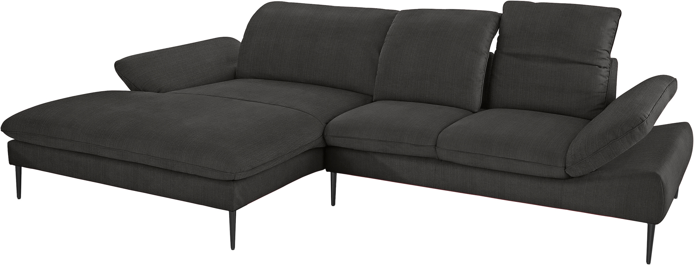 W.SCHILLIG Ecksofa »enjoy&MORE, Designsofa, elegant und bequem, L-Form«, Sitztiefenverstellung, Füße schwarz pulverbeschichtet, Breite 310 cm
