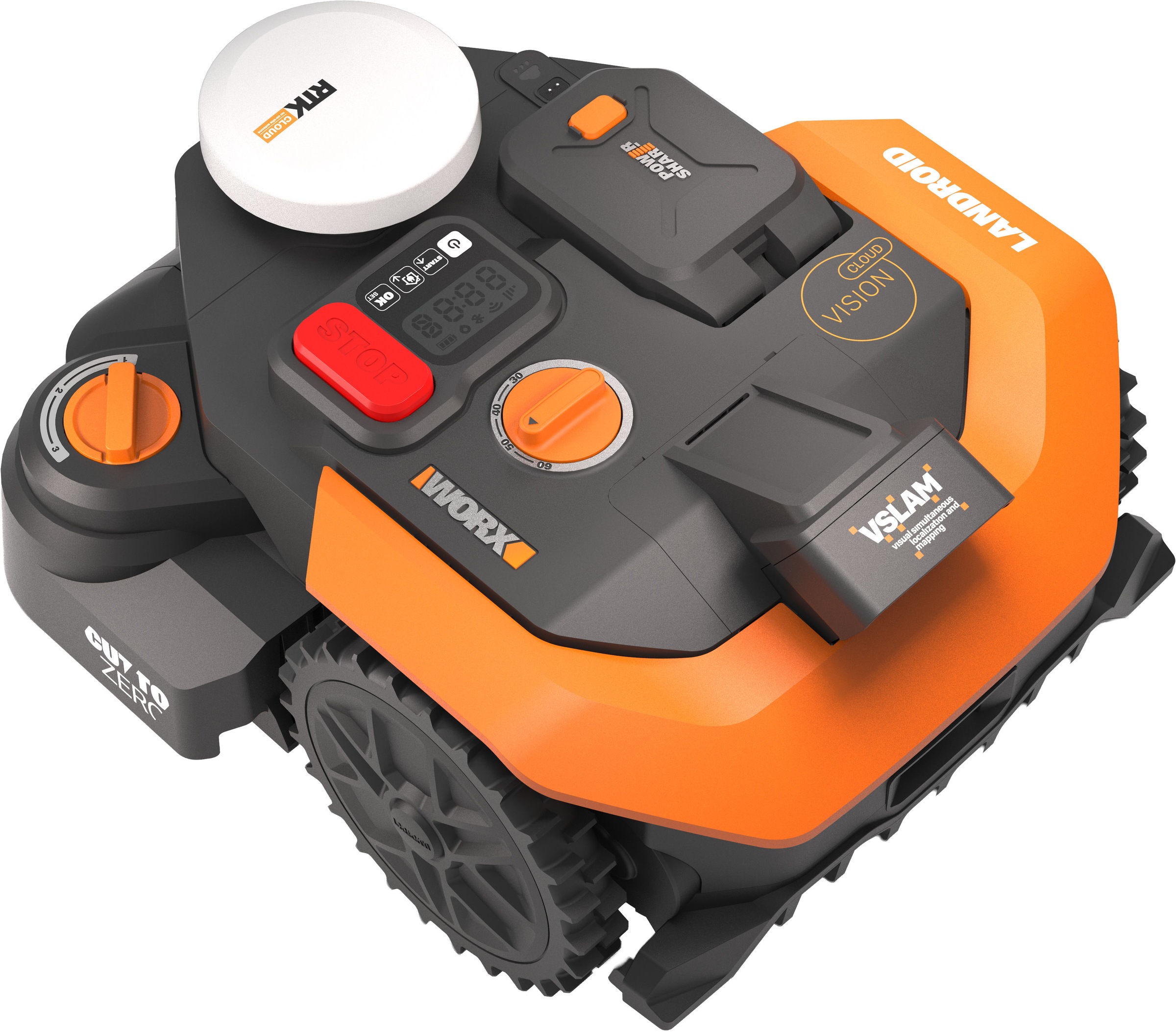 Worx Rasenmähroboter »Landroid Vision Cloud WR308E 2WD ohne Begrenzungskabel, Auto-Mapping« KI-Hinderniserkennung, VSLAM+ RTK Cloud Navigation, Cut-to-Zero,   App-Steuerung