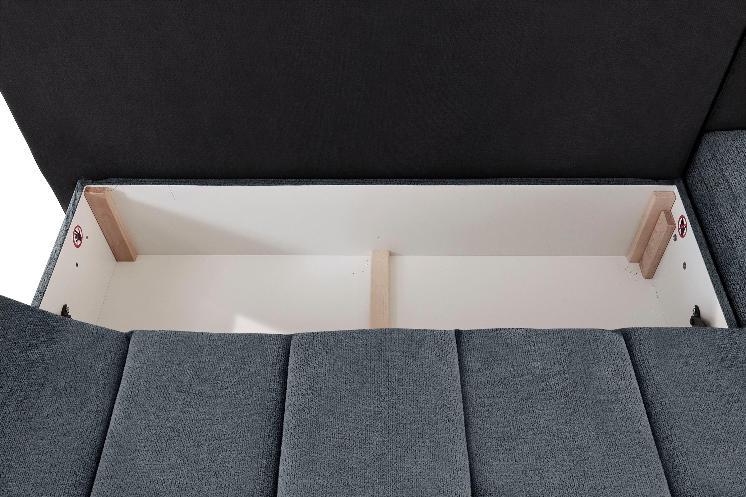 INOSIGN Ecksofa »Imola, elegant und modern, aktuelle Steppung im Sitz, bequem, L-Form«, frei im Raum stellbar, wahlweise mit Bettfunktion und Bettkasten