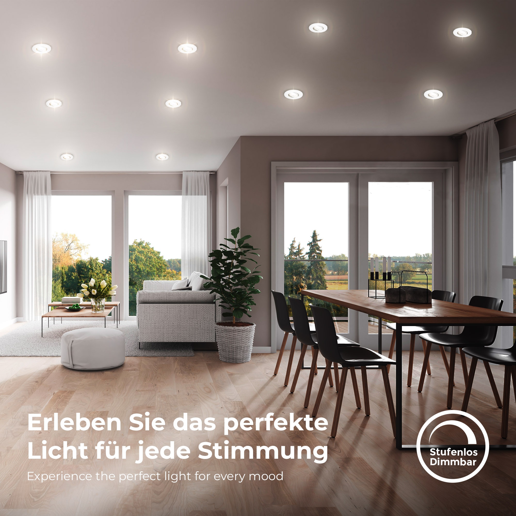 B.K.Licht LED Einbauleuchte »5er Set Bad Einbaustrahler, IP65, Dimmbare Deckenspots«, 1 flammig, Leuchtmittel LED-Modul | LED fest integriert, 3.000K, 480Lm, 4,9W, Kunststoff, 9 x 4,2 cm