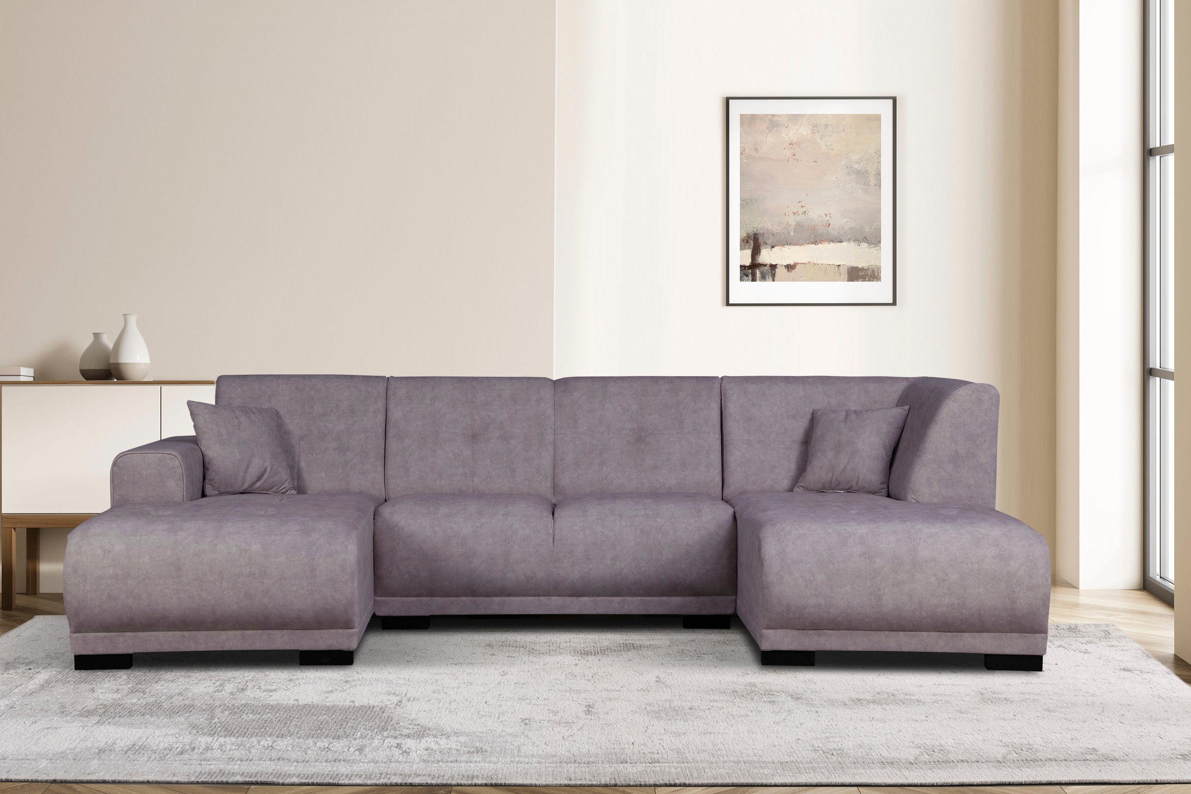 Home affaire Wohnlandschaft "Langeland U-Form" incl. 2 Zierkissen, Recamier günstig online kaufen