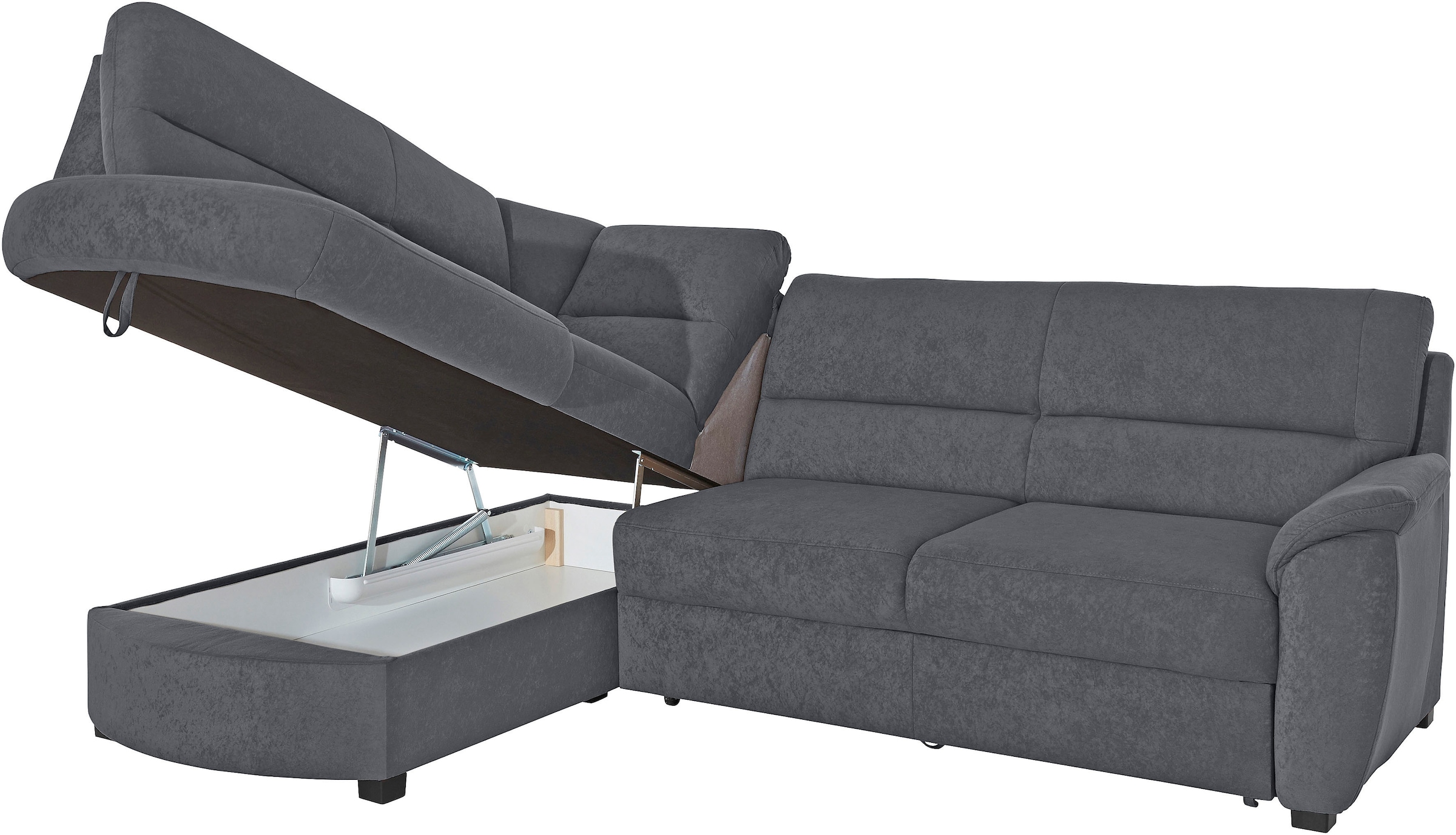 sit&more Ecksofa »Pandora L-Form«, wahlweise mit Bettfunktion und Bettkasten