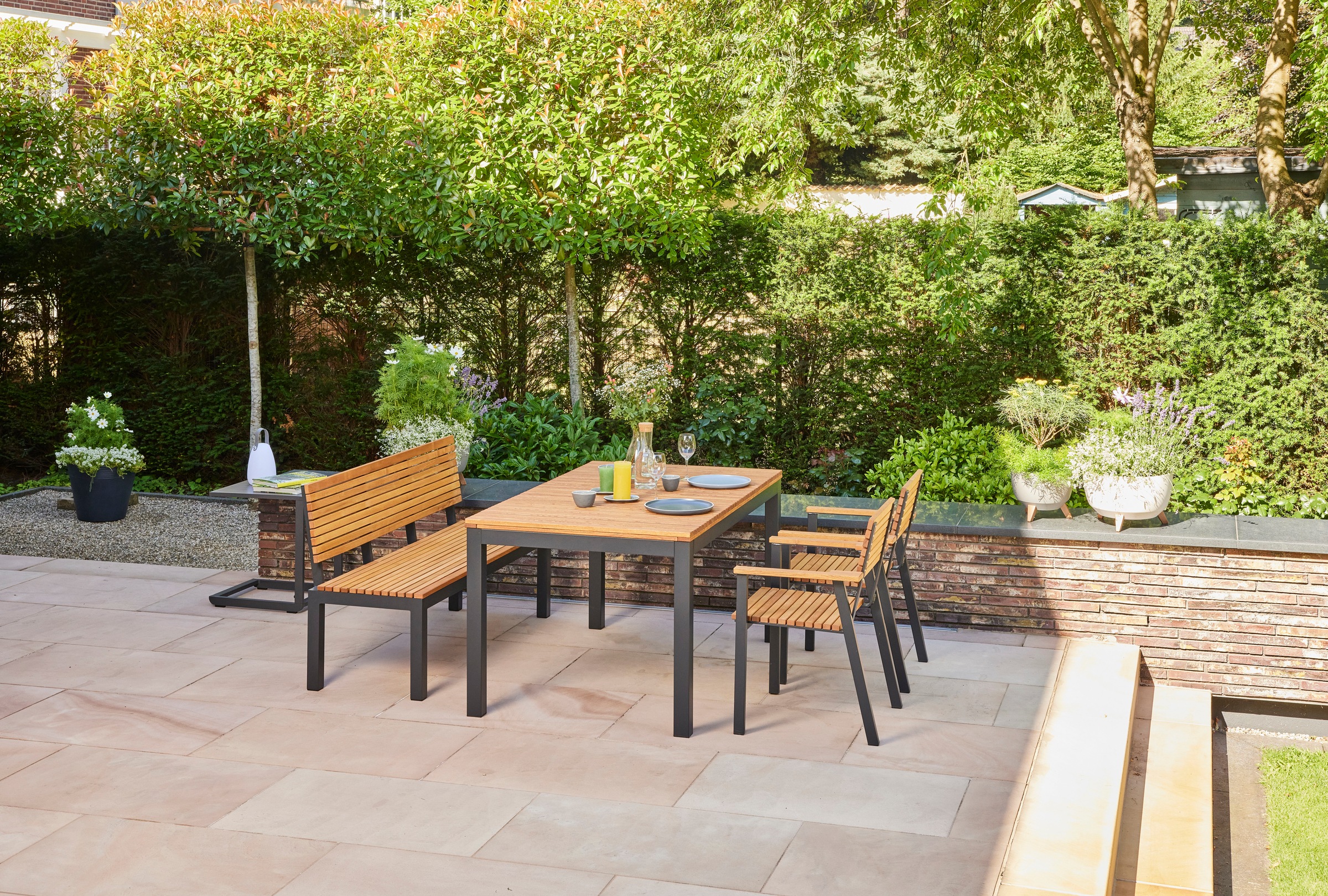 Siena Garden Gartentisch »»Bozen« BxTxH:100x160x76 cm«, Aluminium mit Robinienholz aus 100% FSC Holz