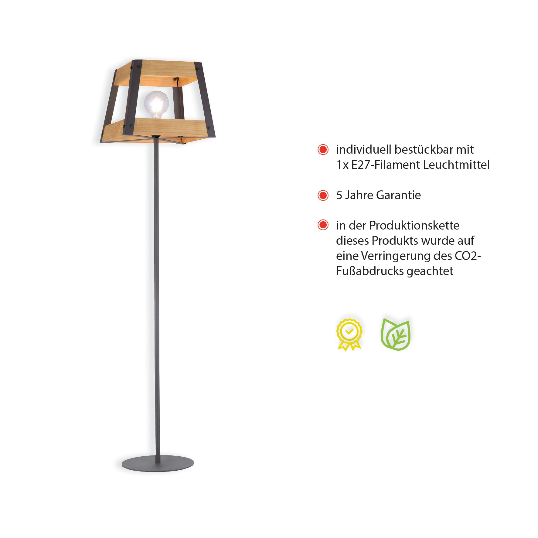 JUST LIGHT Stehlampe »CRATE«, 1 flammig, Leuchtmittel E27   ohne Leuchtmitt günstig online kaufen