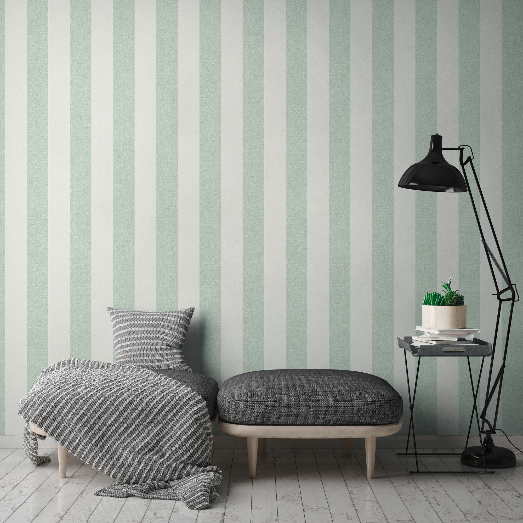 A.S. Création Vliestapete »Attractive 2 Streifentapete«, matt-gemustert-neutral, Streifentapete landhaus glatt Tapeten Wohnzimmer modern Flur Design