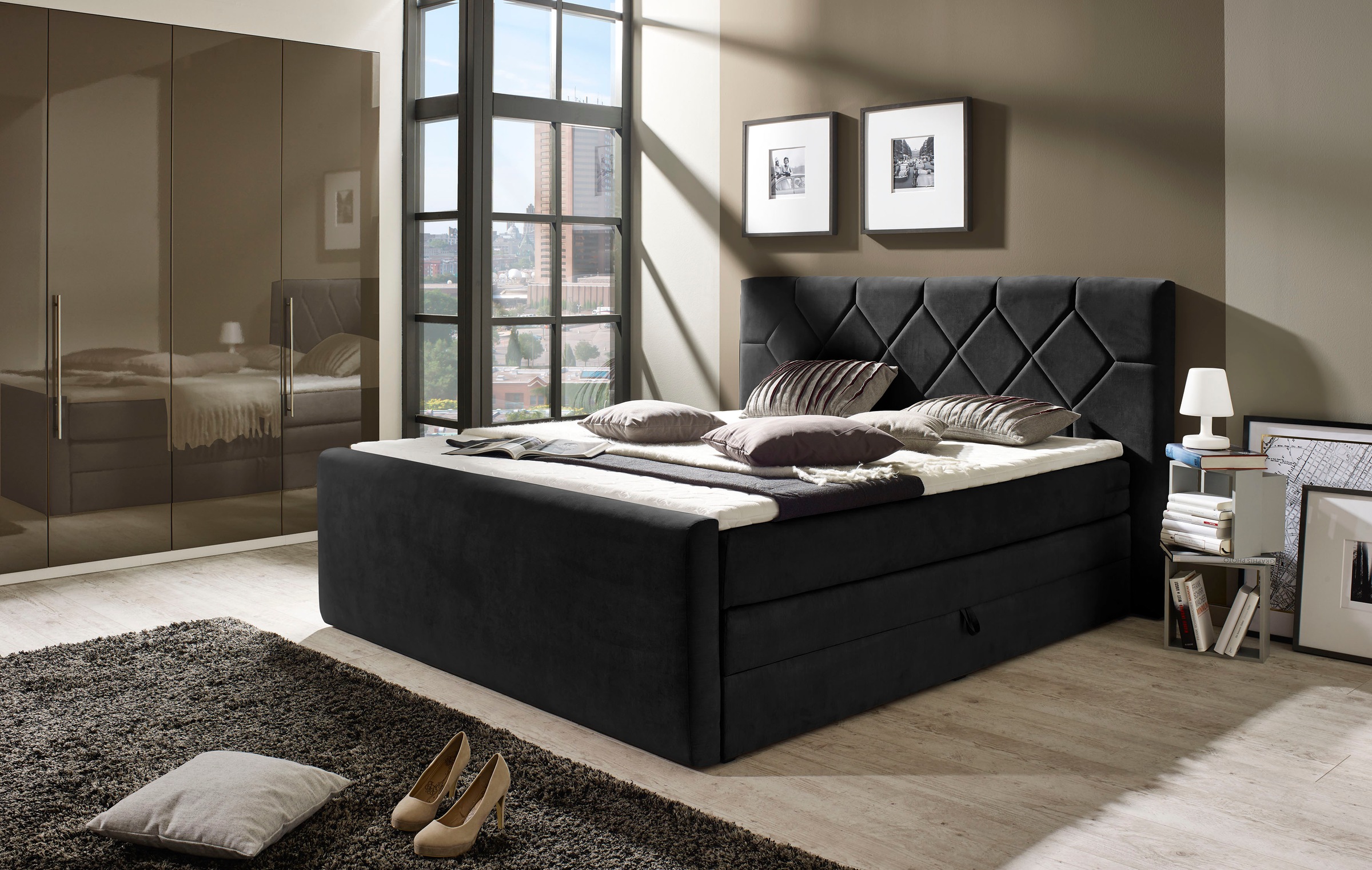 Places of Style Boxspringbett »Atlanta«, inklusive Topper und Bettkasten günstig online kaufen