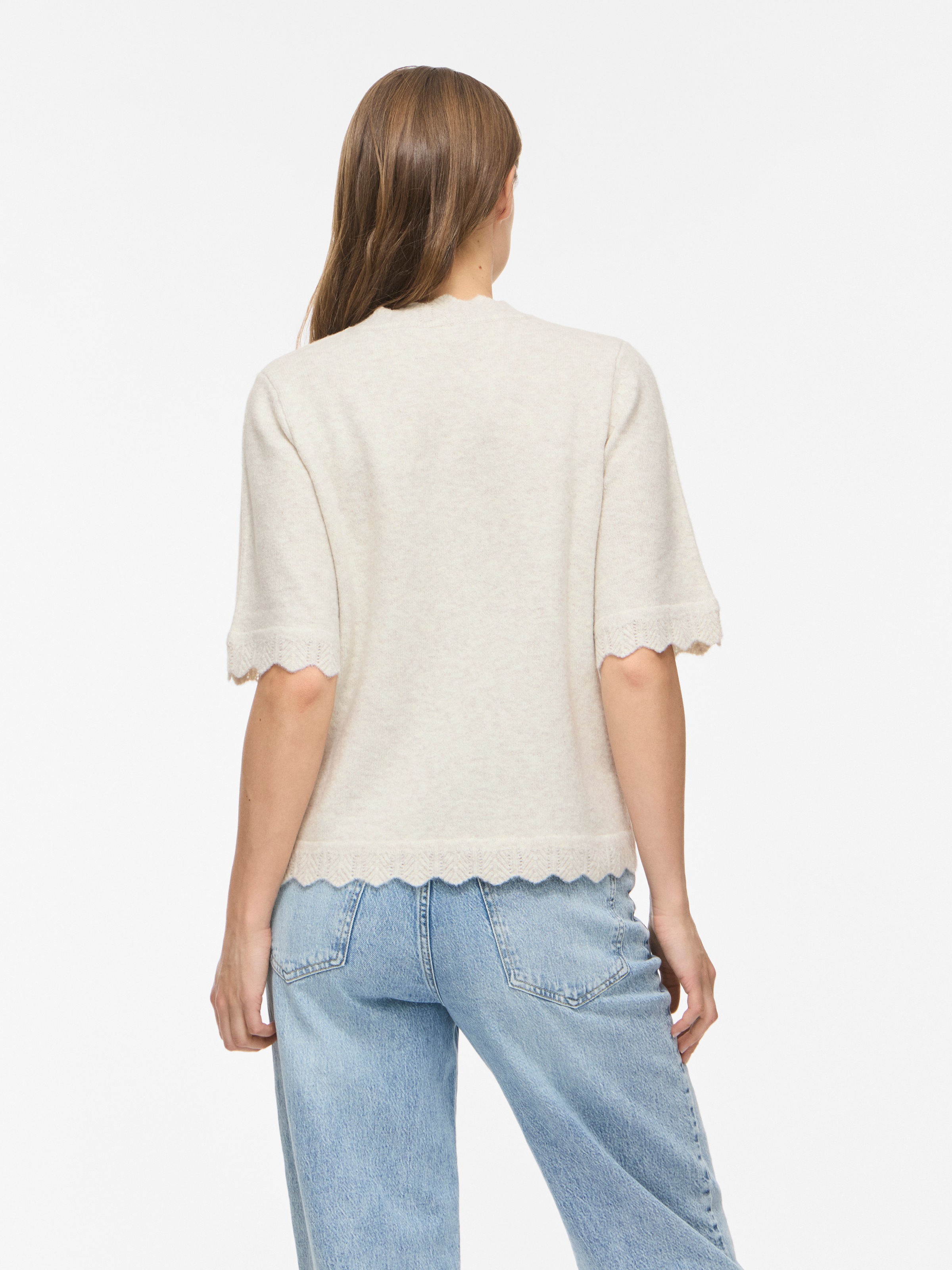 Vila Kurzarmpullover »VINIKOLINA O-NECK 2/4 KNIT TOP - NOOS« Materialmix, normal geschnitten