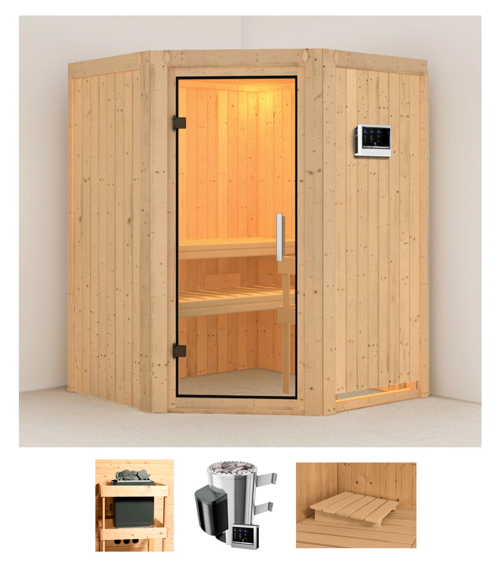 Karibu Sauna »Nanna«, 3,6-kW-Plug & Play Ofen mit externer Steuerung günstig online kaufen
