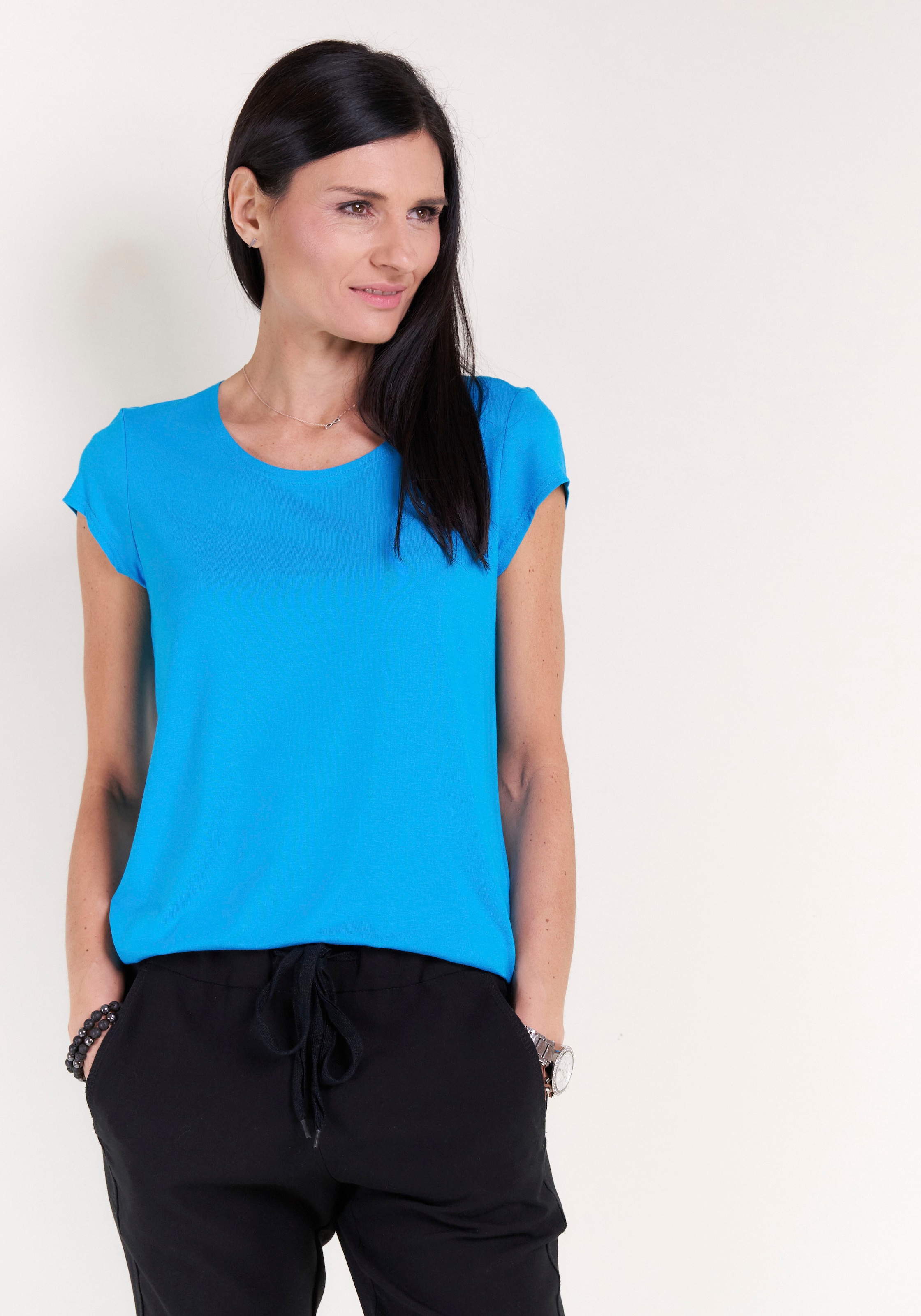 Made in kaufen unifarben Rundhalsshirt, online Kappenärmel, Seidel mit Moden Germany
