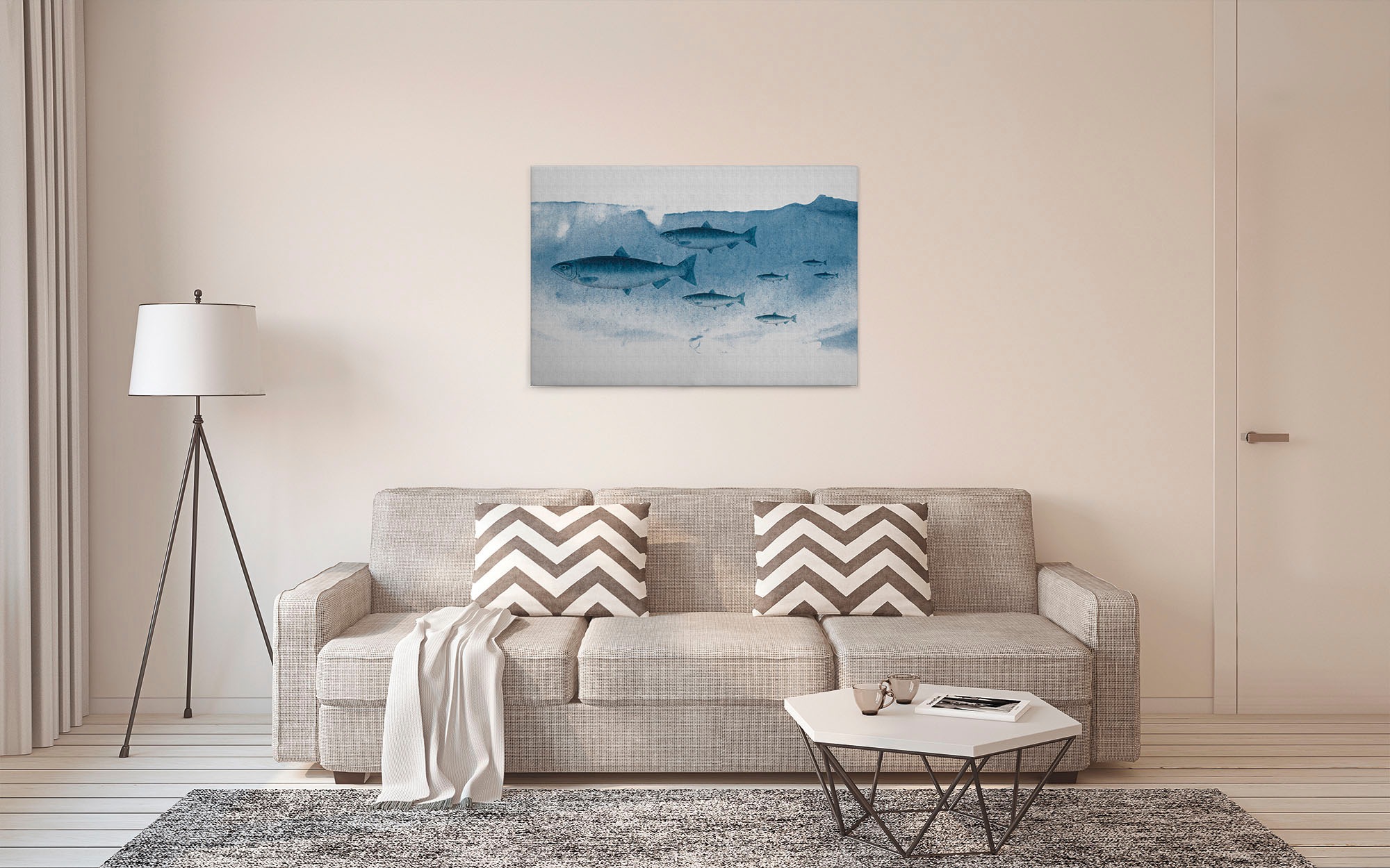 A.S. Création Leinwandbild »into the blue«, Kunst-Tiere-Kinder, (1 St.), Keilrahmen Unterwasser Welt Fische Leinwand-Bild Wohnzimmer modern
