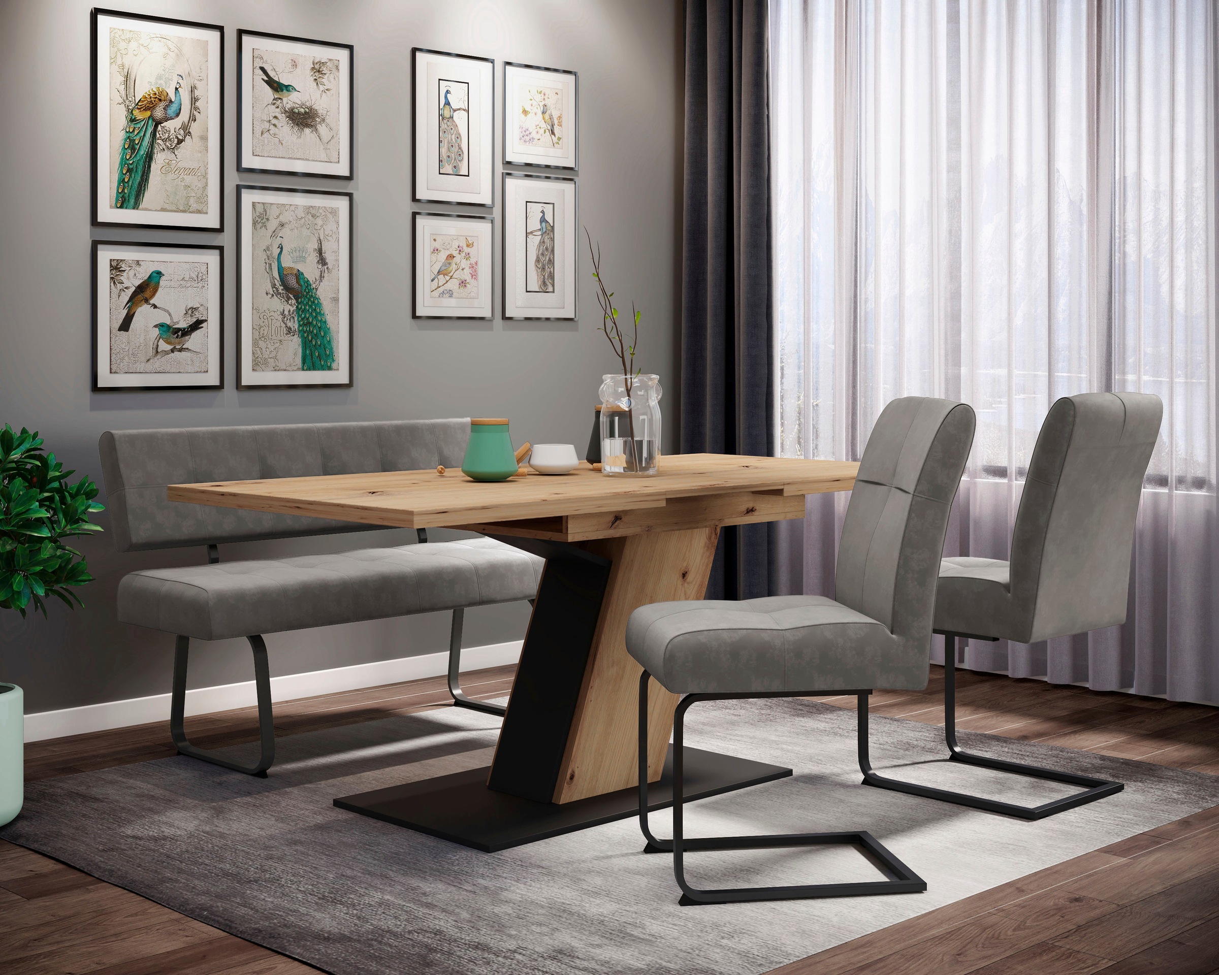 HELA Essgruppe »Luise I G Tisch Sitzbank Stühle« Set, 4 Stk. tlg. Ausziehti günstig online kaufen