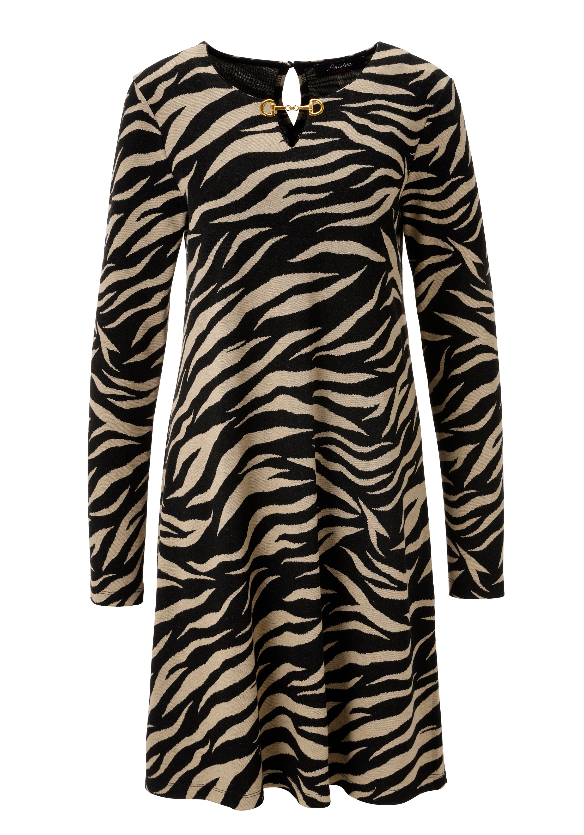 Aniston CASUAL Jerseykleid, mit dekorativem Schmuckelement am Ausschnitt - NEUE KOLLEKTION