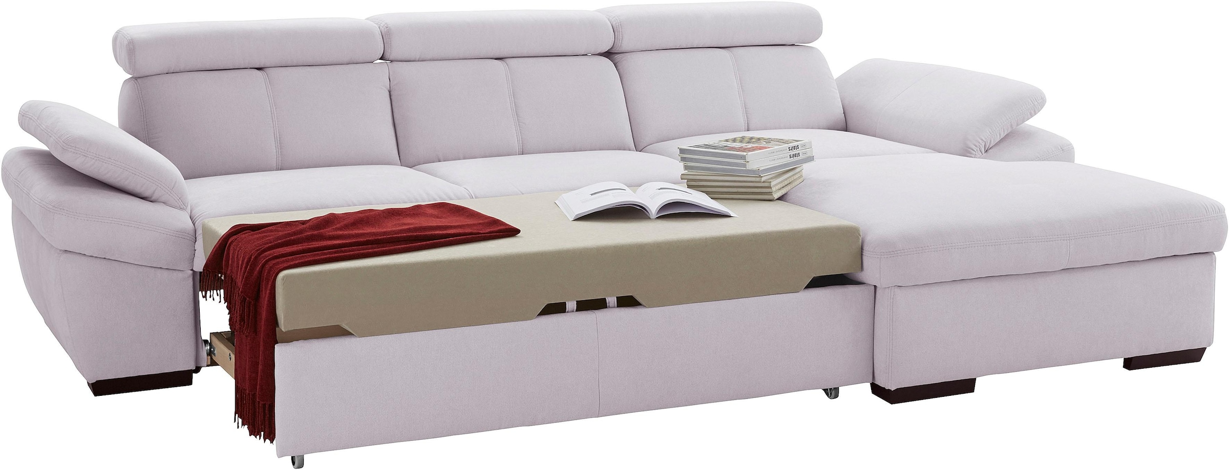 exxpo - sofa fashion Ecksofa »Salerno, inkl. Kopf- und Armteilverstellung, elegant & bequem, L-Form«, wahlweise mit Bettfunktion und Bettkasten, tolle Detailverarbeitung