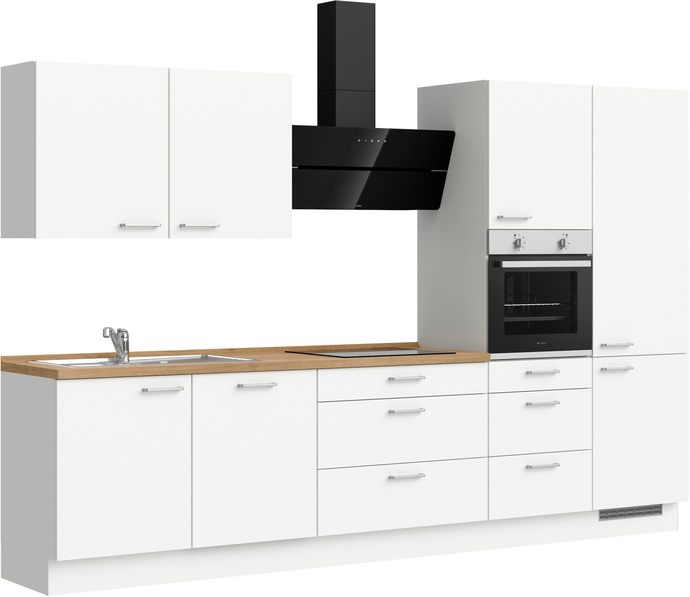 nobilia® Küchenzeile »"Touch II", NEU: individuell anpassbar mit gratis Profi-Beratung« vormontiert, Breite 330 cm, Ausrichtung wählbar, wahlw. mit E-Geräten