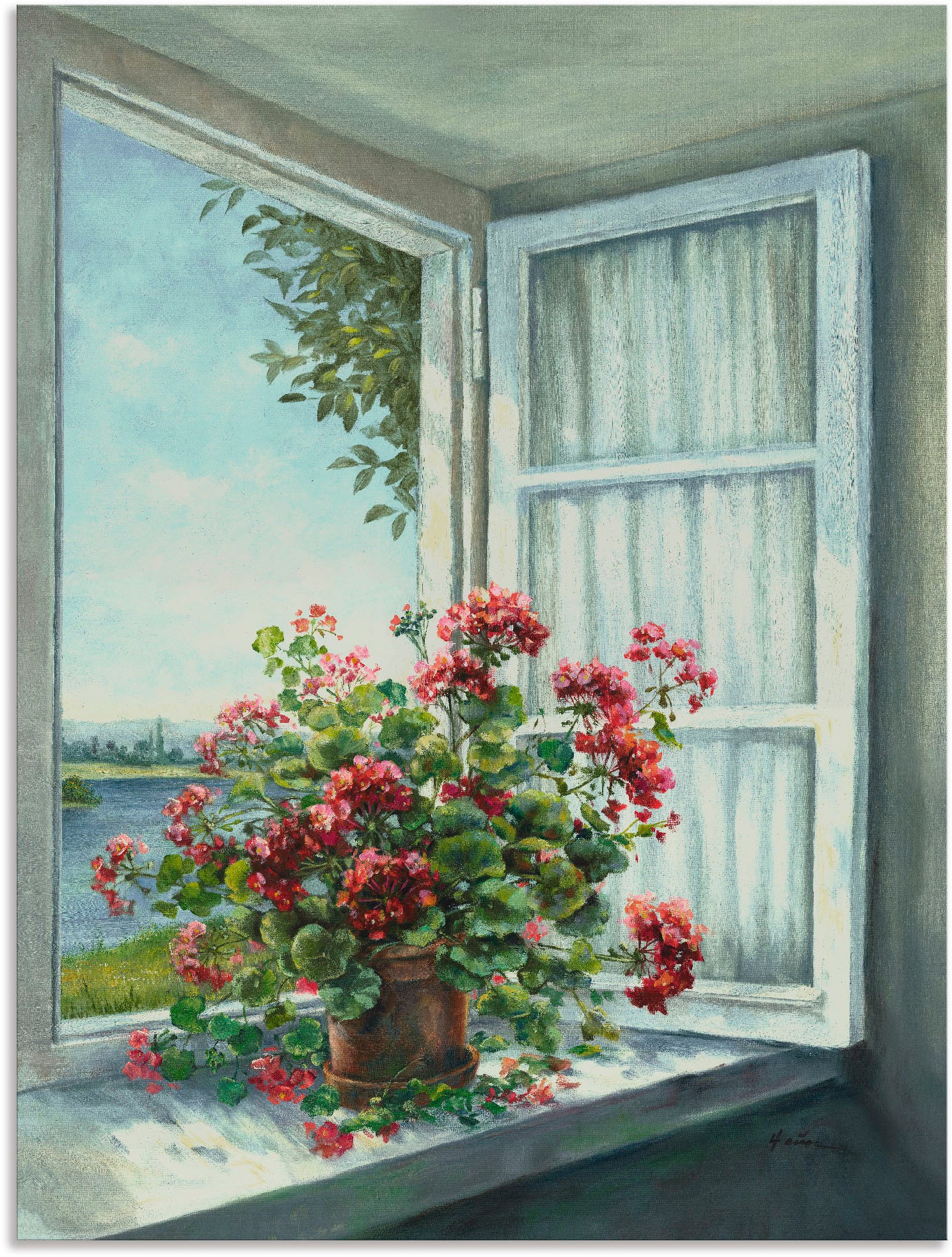 Artland Wandbild »Geranien am Fenster«, Blumen, (1 St.), als Alubild, Outdo günstig online kaufen