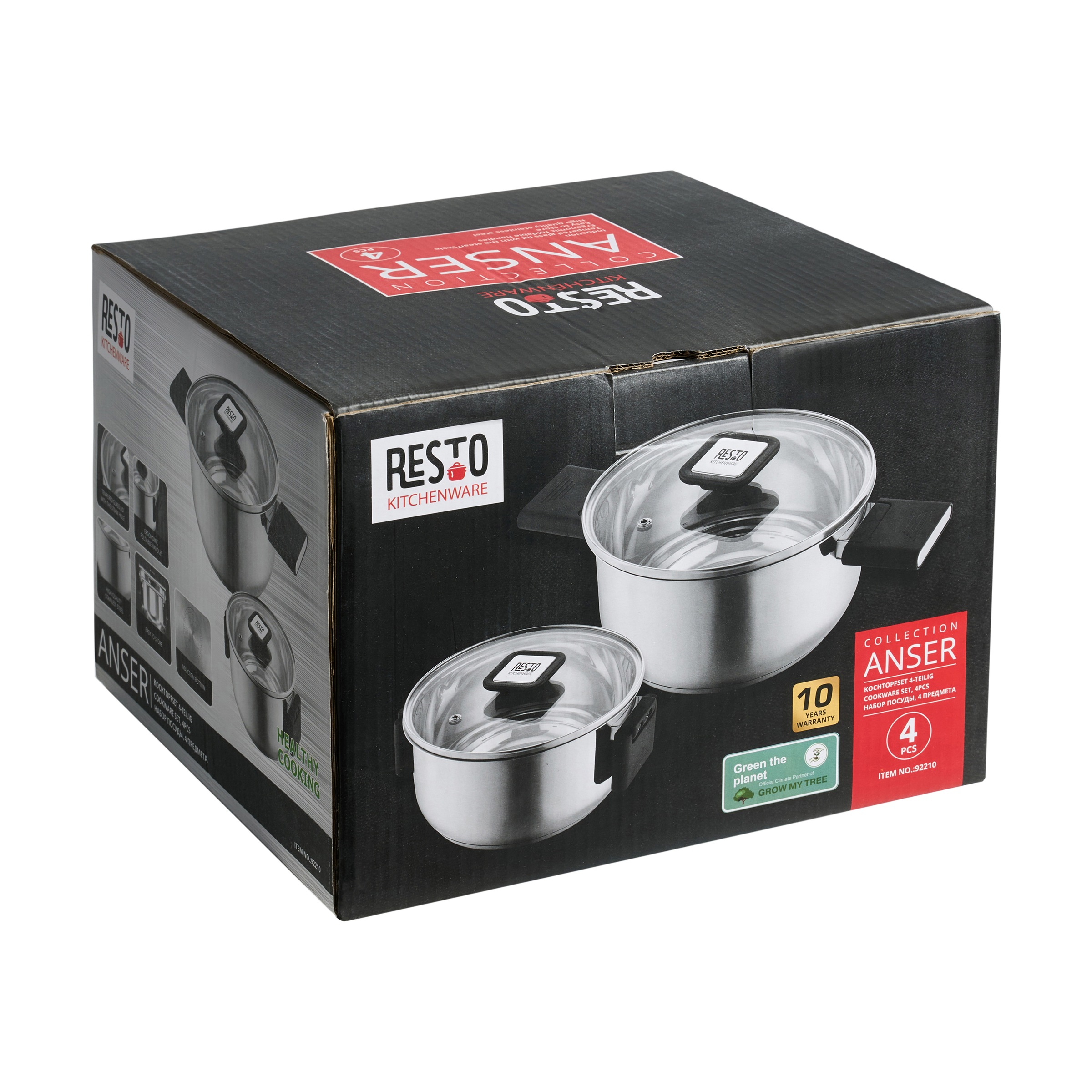 RESTO Kitchenware Topf-Set »ANSER mit klappbaren Griffen, im Geschenkkarton« Set, je 2x Kochtopf Ø 18/22 cm mit Deckel, 4 tlg. Edelstahl 18/10