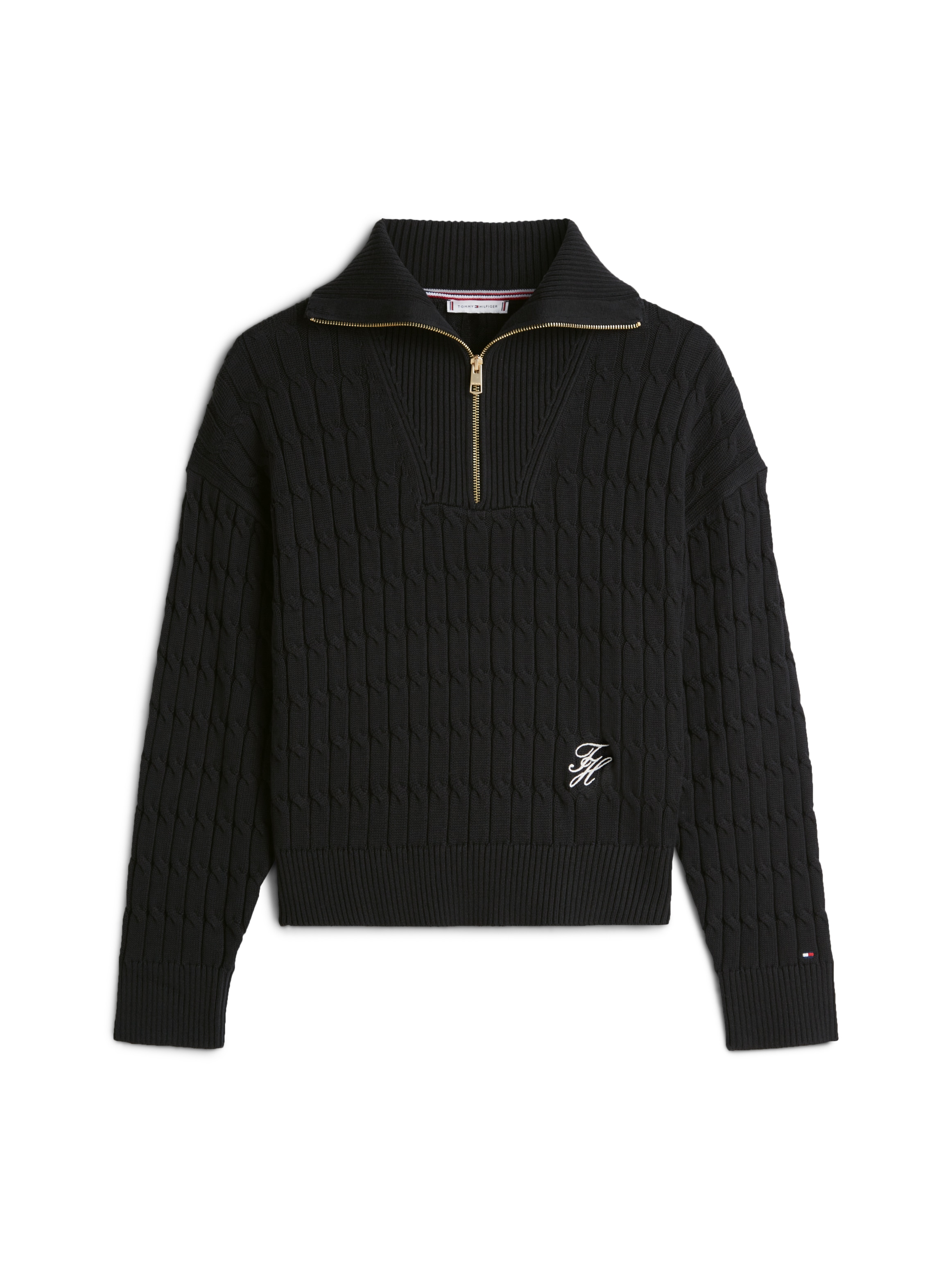 Tommy Hilfiger Troyer »CO CABLE MID GG 1/2 ZIP LS SWT« mit Zopfmuster
