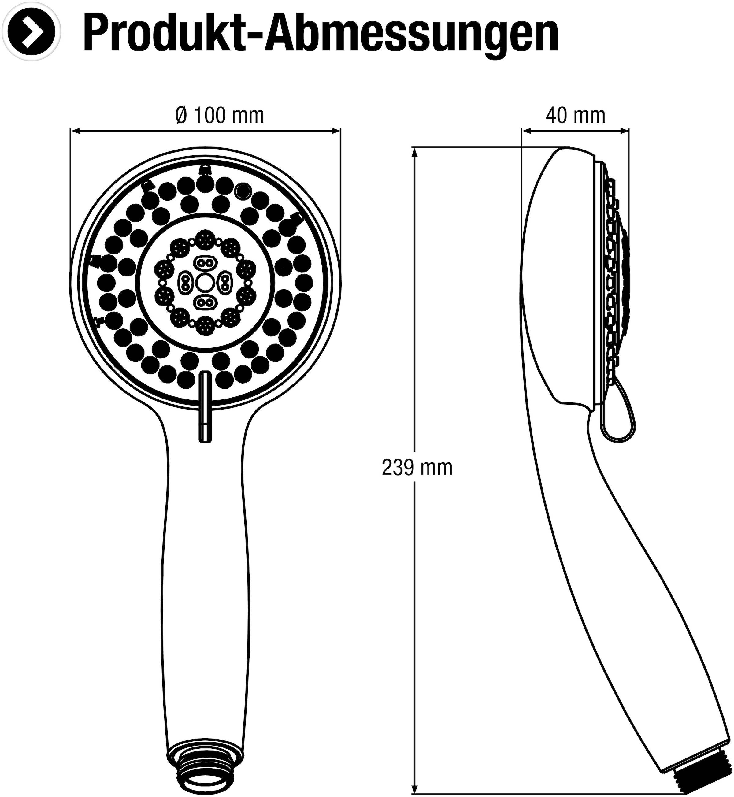 CORNAT Handbrause »100 mm - 5 Strahlarten: Normal-, Soft & Massagestrahl - Anti-Kalk« Wasserspareinsatz - 150 cm Brauseschlauch