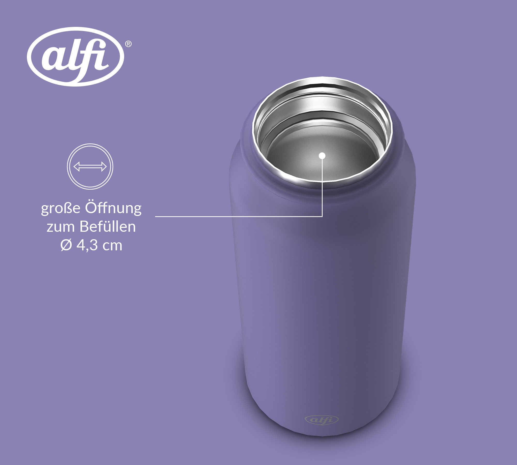 Alfi Thermobecher »PURE DRINKING MUG, absolut dicht, spülmaschinenfest« 0,50l, 9h heiß & 18h kalt, mit Druckknopf, Pulverbeschichtung