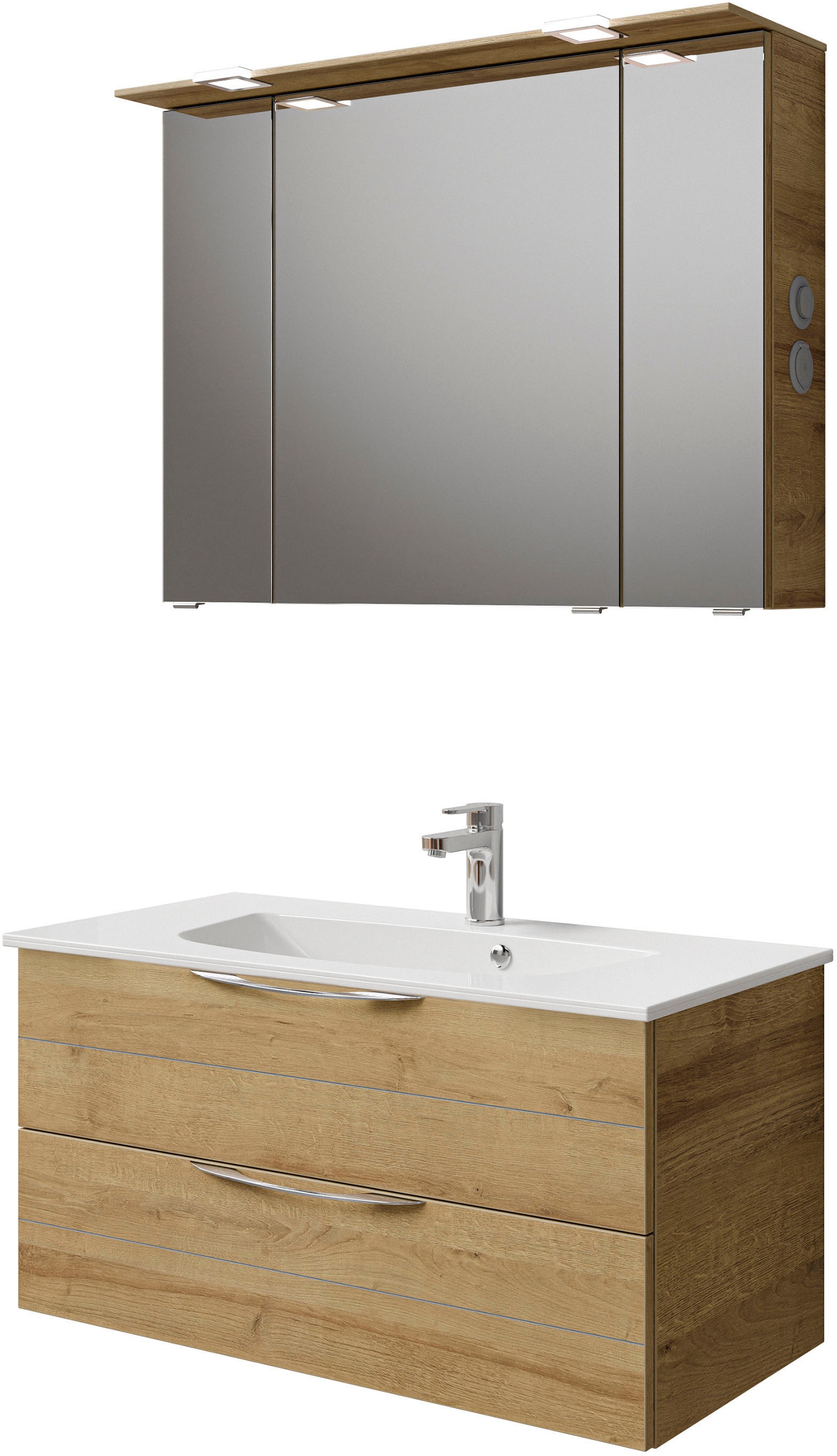 Saphir Badmöbel-Set »Serie 6025 2-teilig Mineralmarmor-Waschtisch mit LED-S günstig online kaufen