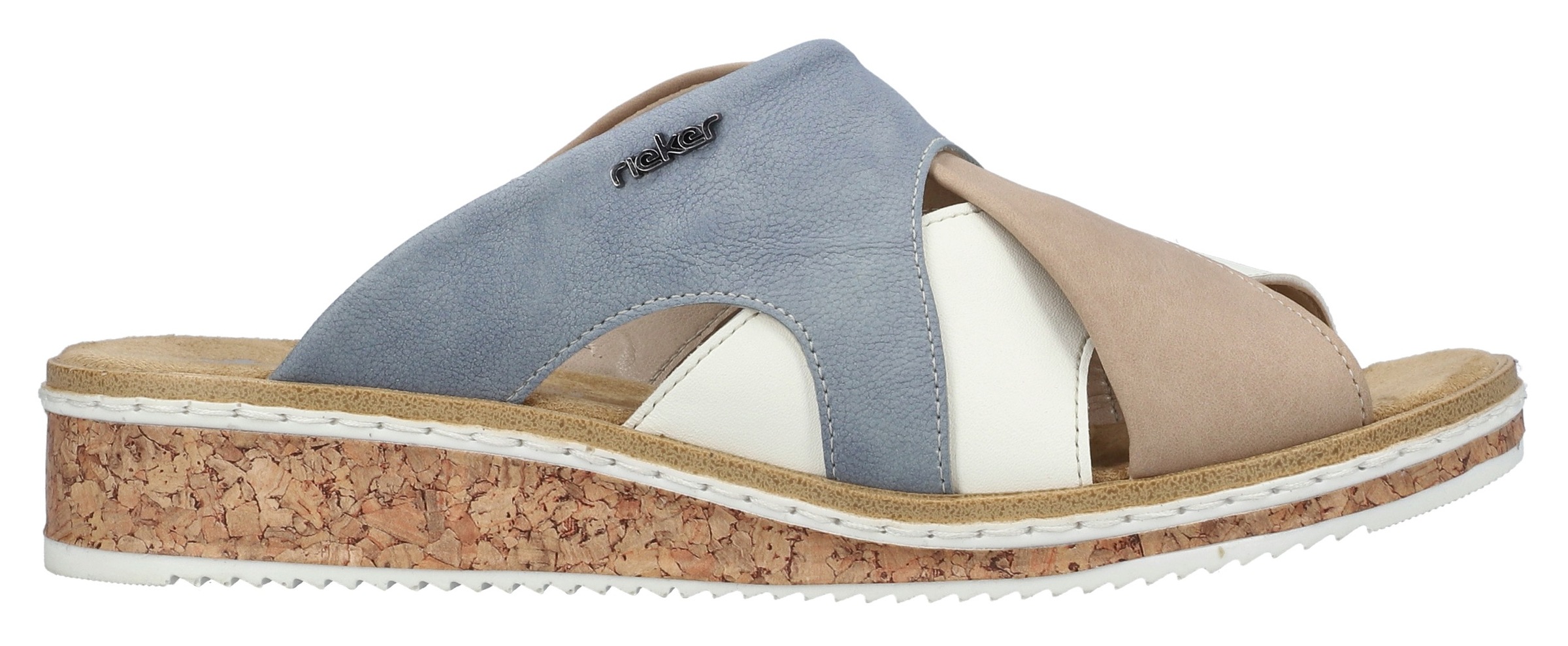 Rieker Pantolette, Sommerschuh, Hausschuh, Strandschuh, Urlaubschuh mit Stretcheinsatz
