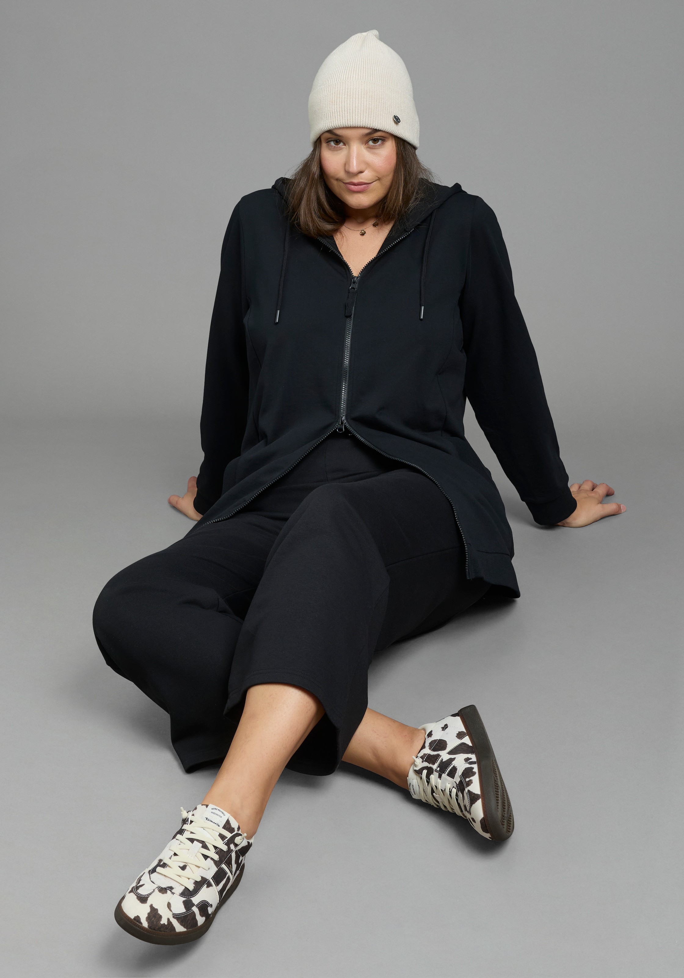 Laura Scott CURVE Kapuzensweatjacke »Große Größen« im Oversized Look aus weicher Baumwolle
