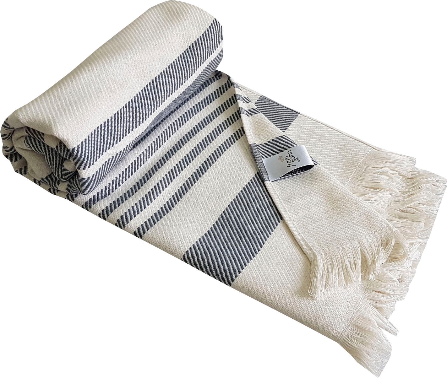 framsohn frottier Hamamtuch »Boho Living - Steifen Muster« 100x180, gestreift & mit Fransen, ideal als Strandtuch, Sauna, Reise grau Hamam Frottier, 