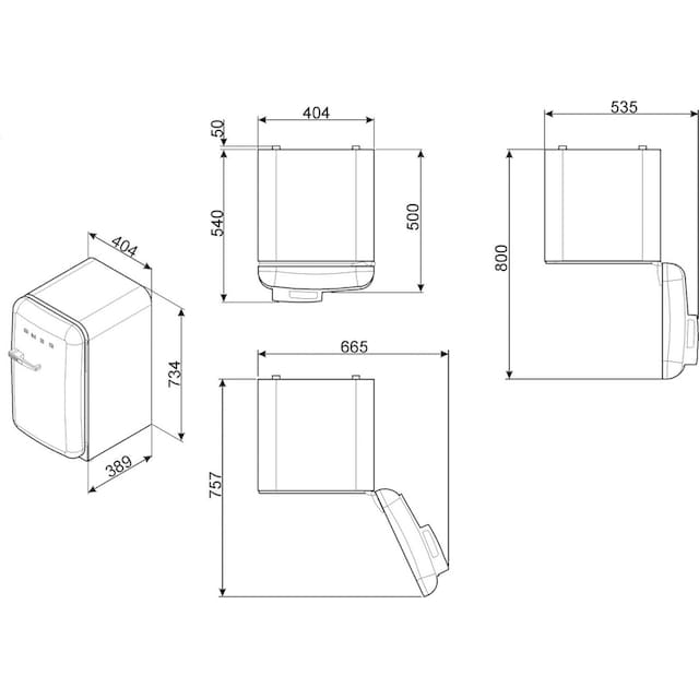 Smeg Kühlschrank »FAB5_5«, FAB5ROR5, 71,5 cm hoch, 40,4 cm breit kaufen