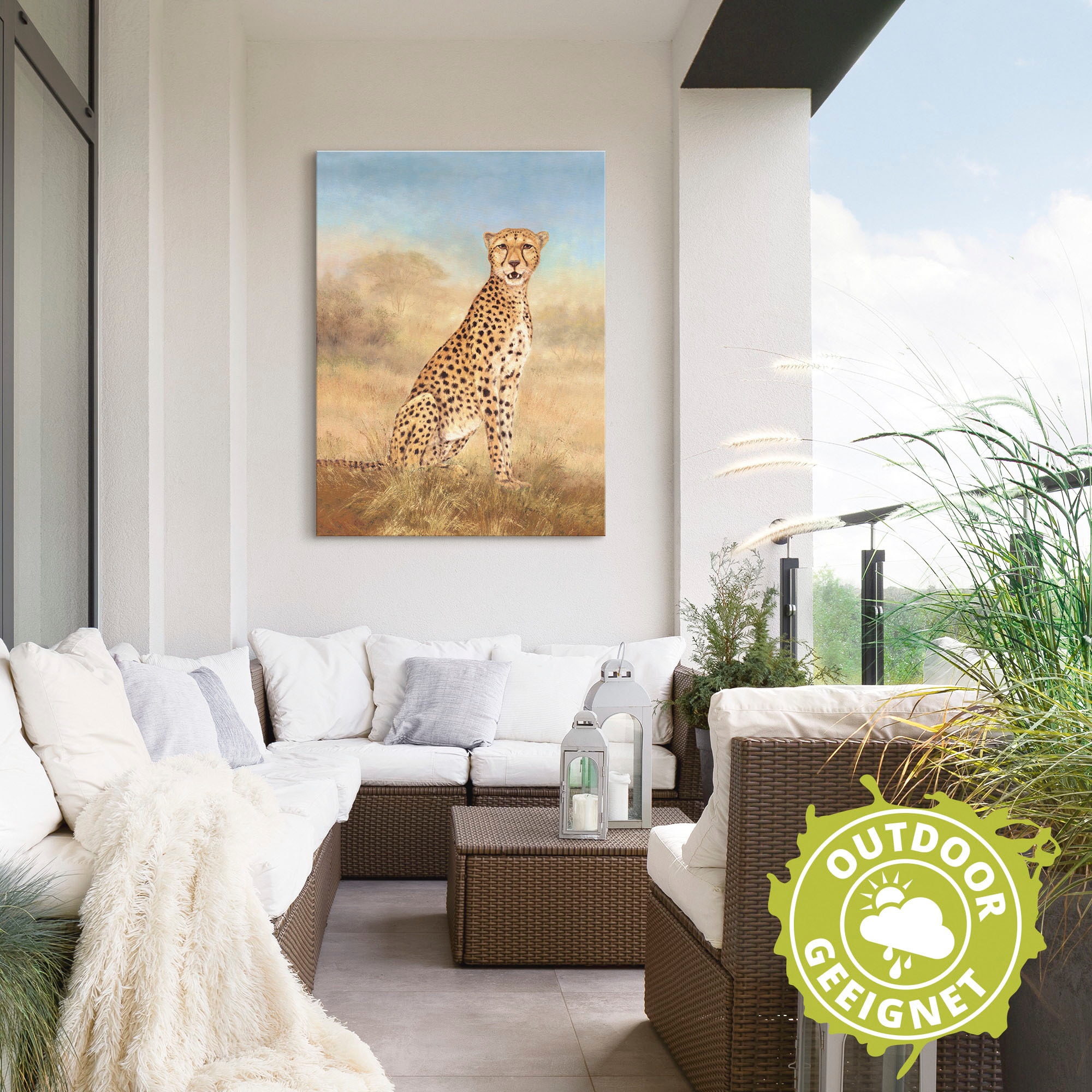 Artland Wandbild »Gepard Savanne«, Wildtiere, (1 St.), als Alubild, Outdoorbild, Leinwandbild in verschied. Größen