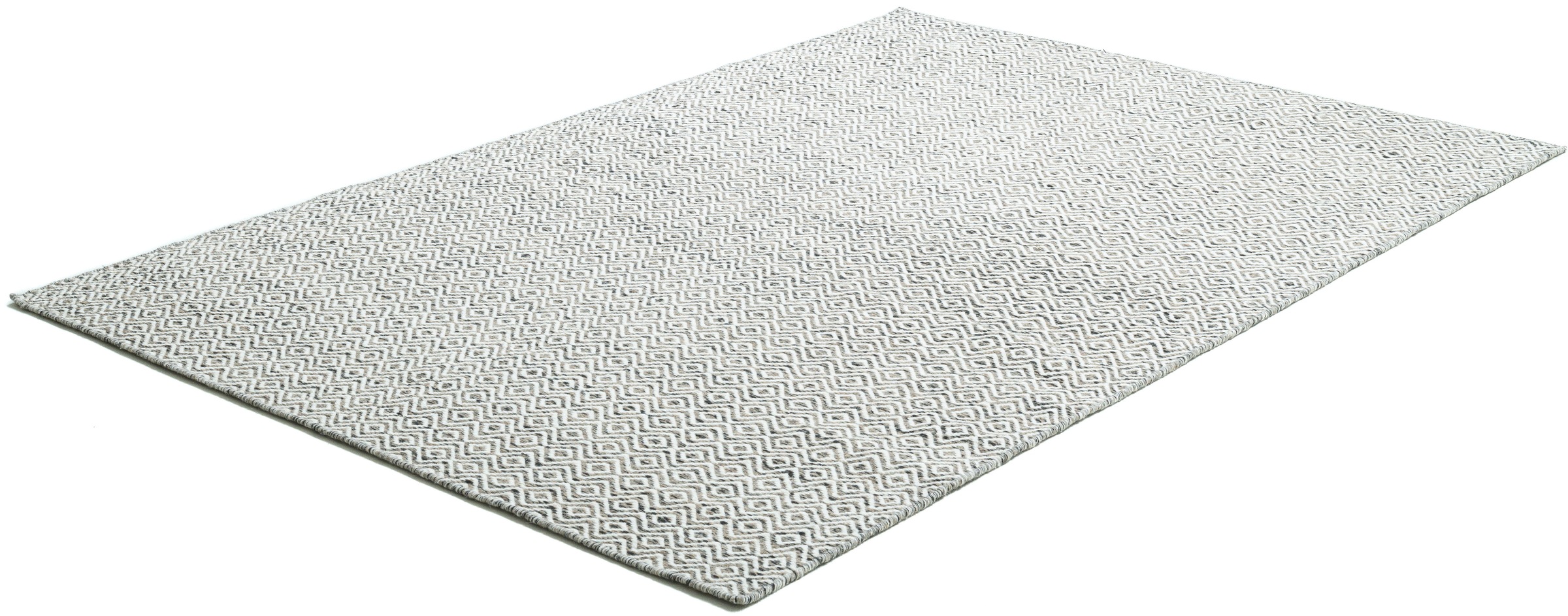 THEKO Wollteppich »Trondheim PO-502«, rechteckig, 10 mm Höhe, Handweb Teppich, Flachgewebe, reine Wolle, handgewebt, Rauten Muster