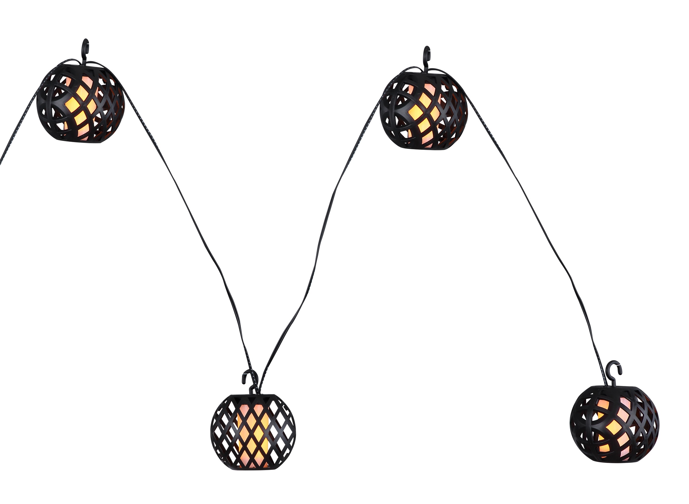 GLOBO LIGHTING LED Solarleuchte »SOLAR-LICHTERKETTE KUNSTSTOFF SCHWARZ, 98XLED« LED-Modul 1 Stk. Extra-Warmweiß Flammenoptik für besonders stimmungsvolles Licht