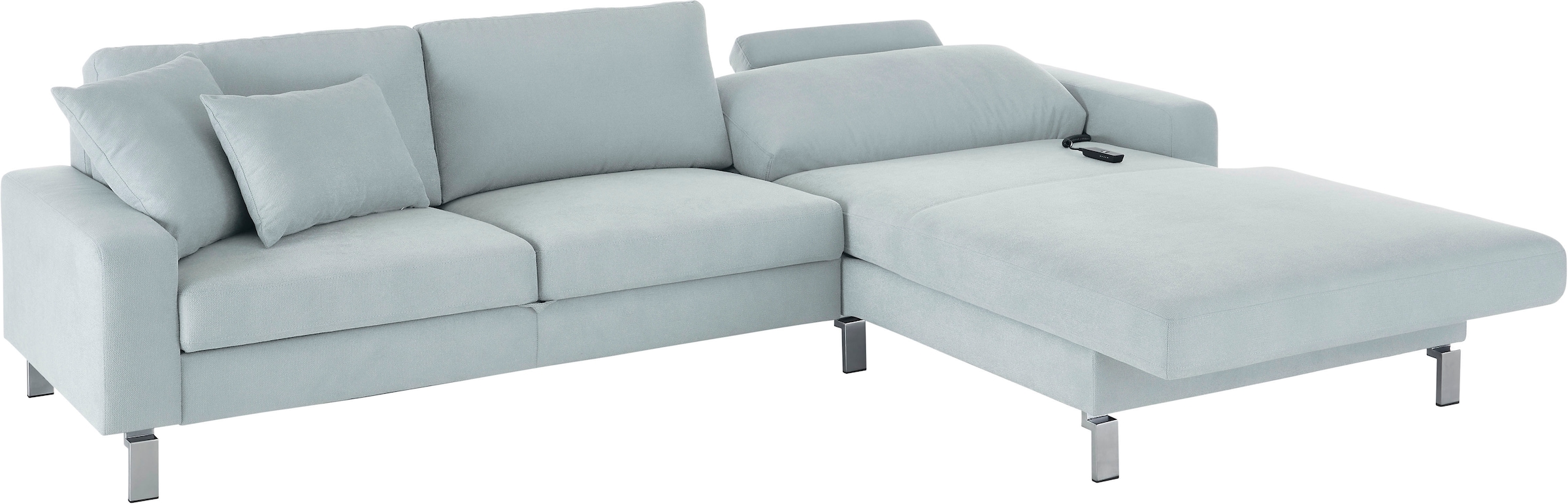 3C Candy Ecksofa »Lecce, wahlweise PUR-Schaumstoff oder Tonnentaschenfederkern«, Bett im 2,5-Sitzer, teilmotorische Schlaffunktion im Longchair, L-Form