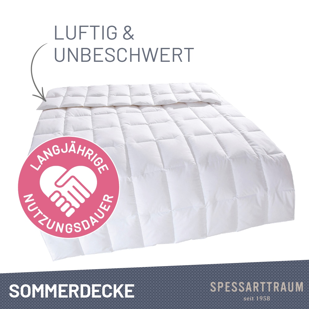 SPESSARTTRAUM Daunenbettdecke »Arosa Bettdecke min 135x200 cm & weitere Größen«, extraleicht, Füllung 90% Daunen & 10% Federn, Bezug 100% Baumwolle, (1 St.), Bettdecke Winter, Sommer, Made in Germany