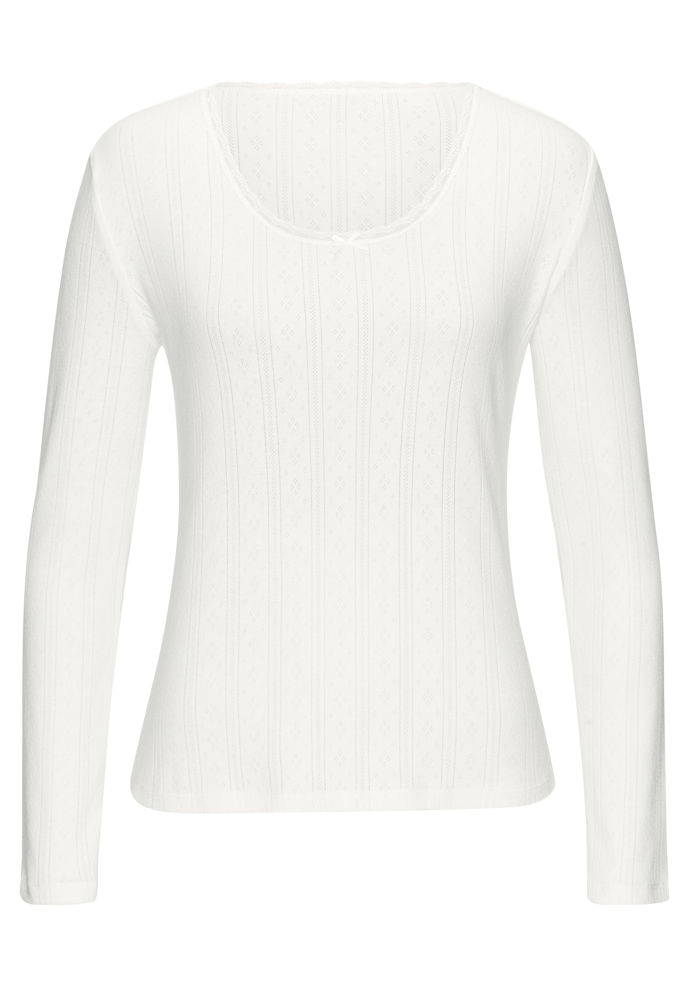 Vivance Langarmshirt 2er-Pack,  aus feiner Pointelle-Ware mit Spitze, reine Baumwolle
