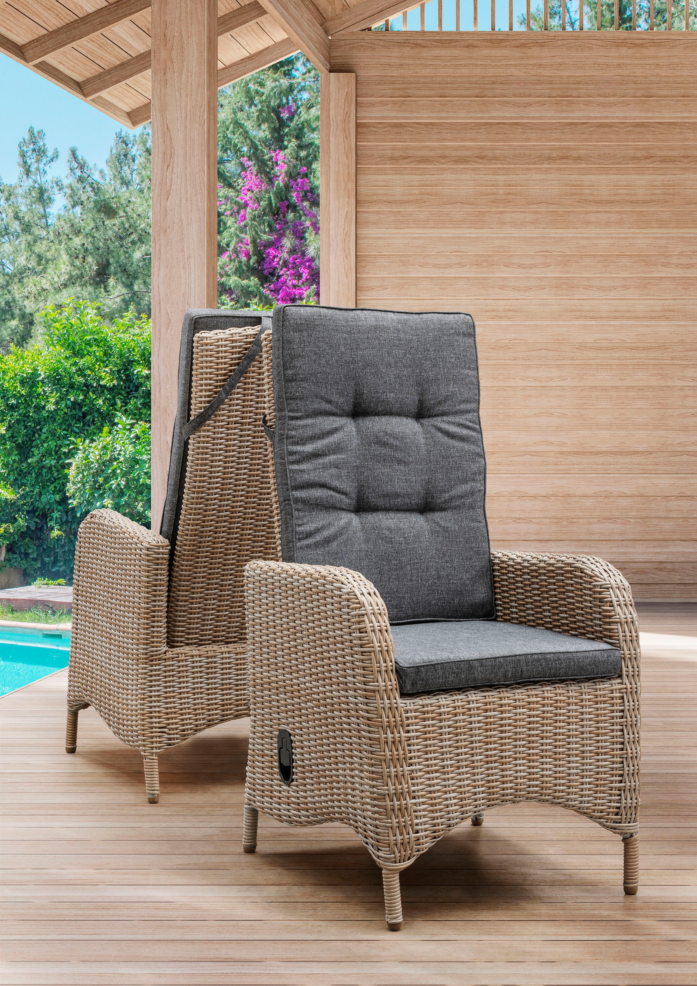 Destiny Gartensessel "PALMA", (Set, 2 St.), Aluminium, Polyrattan, inkl. Au günstig online kaufen