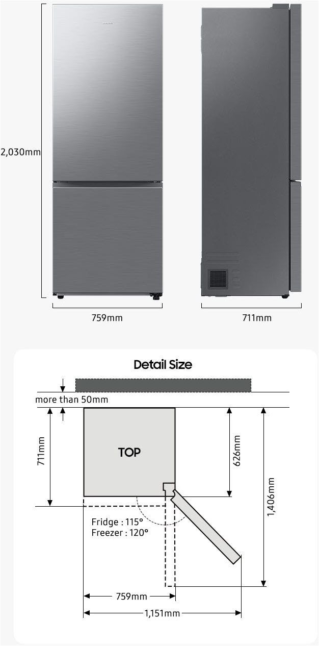 Samsung Kühl-/Gefrierkombination »RB53DG706AB1«, extra weit 75cm, NoFrost