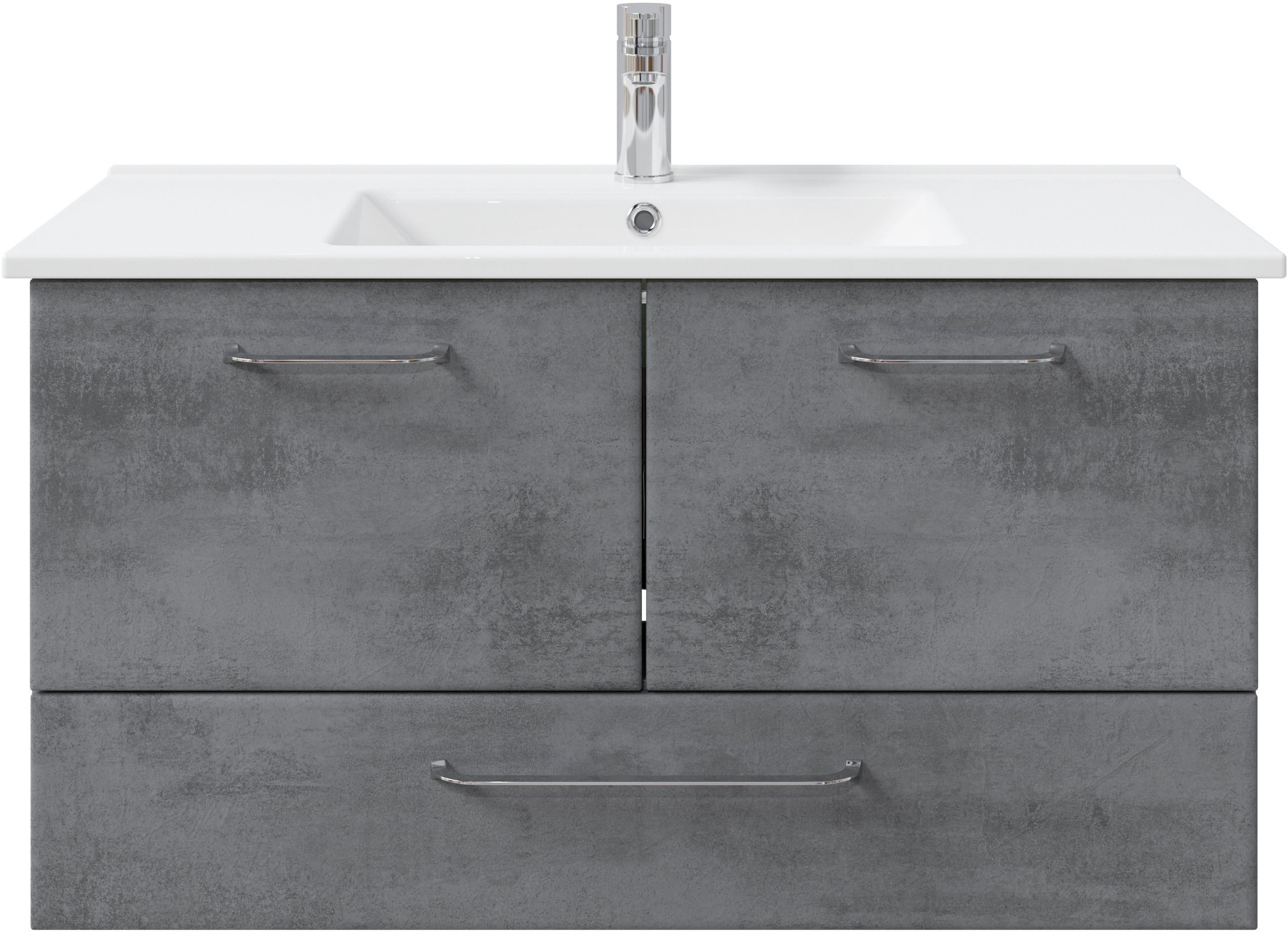 Saphir Badmöbel-Set »Quickset 945 Keramik-Waschtisch mit Unterschrank, 100 cm breit«, (1 St.), Waschplatz mit 2 Türen, 1 Schublade, inkl. Türdämpfer, Waschtisch Set